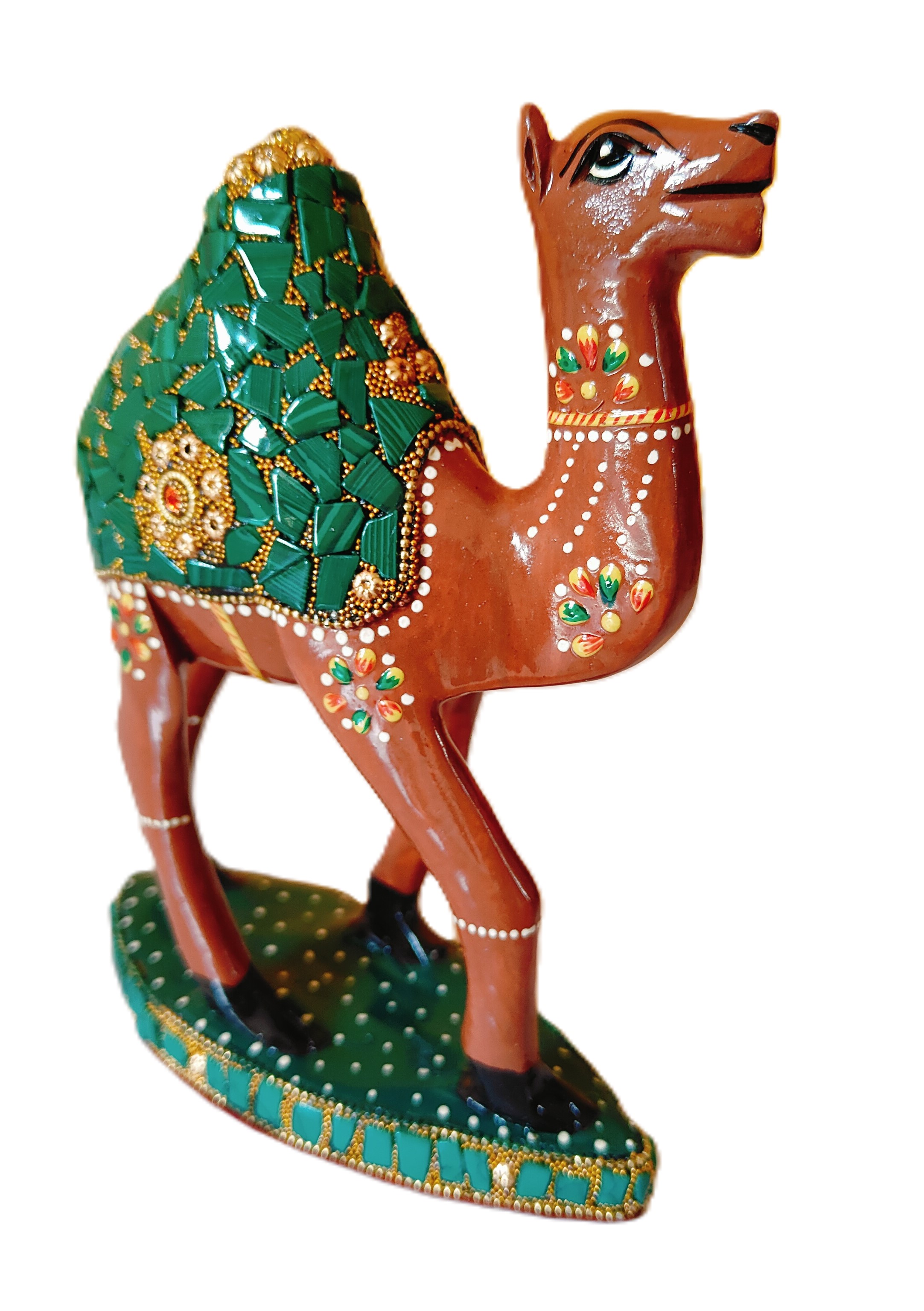 Decorative Wooden Camel Figurine, Stone Work Hand Painted Home Decor Gift 