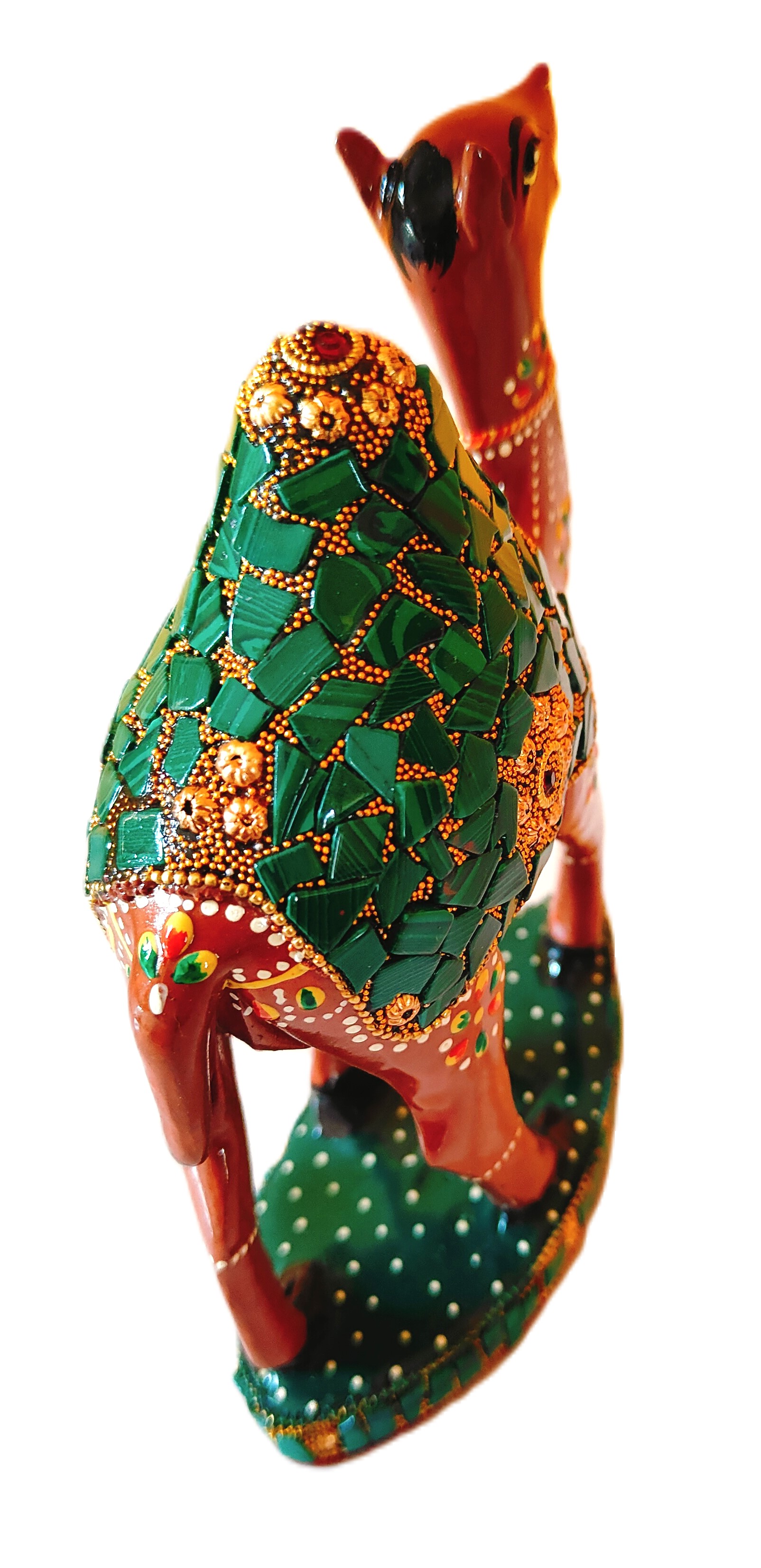 Decorative Wooden Camel Figurine, Stone Work Hand Painted Home Decor Gift 