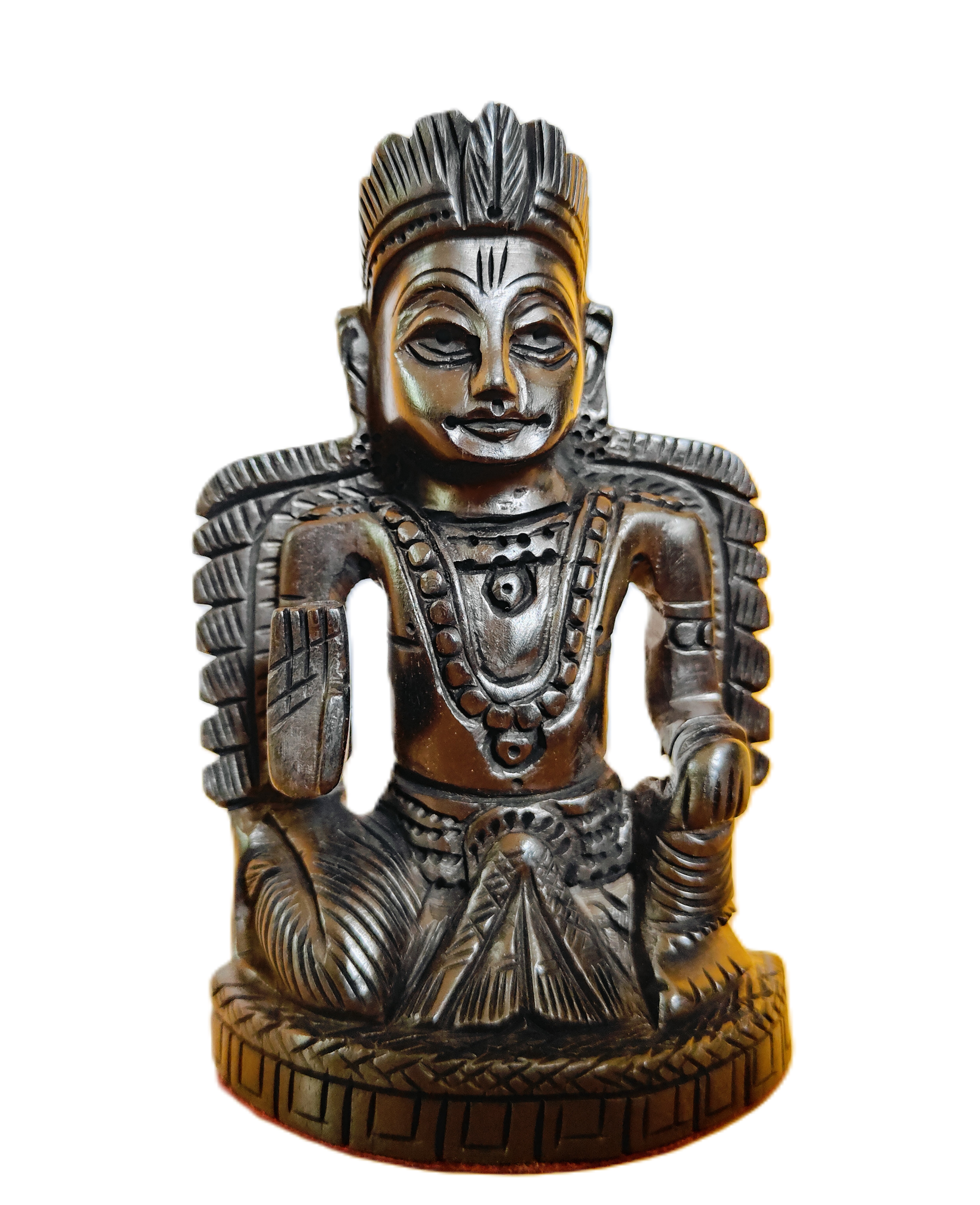  Ebony Wood Lord Garuda Dev Idol for Pooja (Pack of 1) Handmade Carving Ideal for Home, Office and Temple 