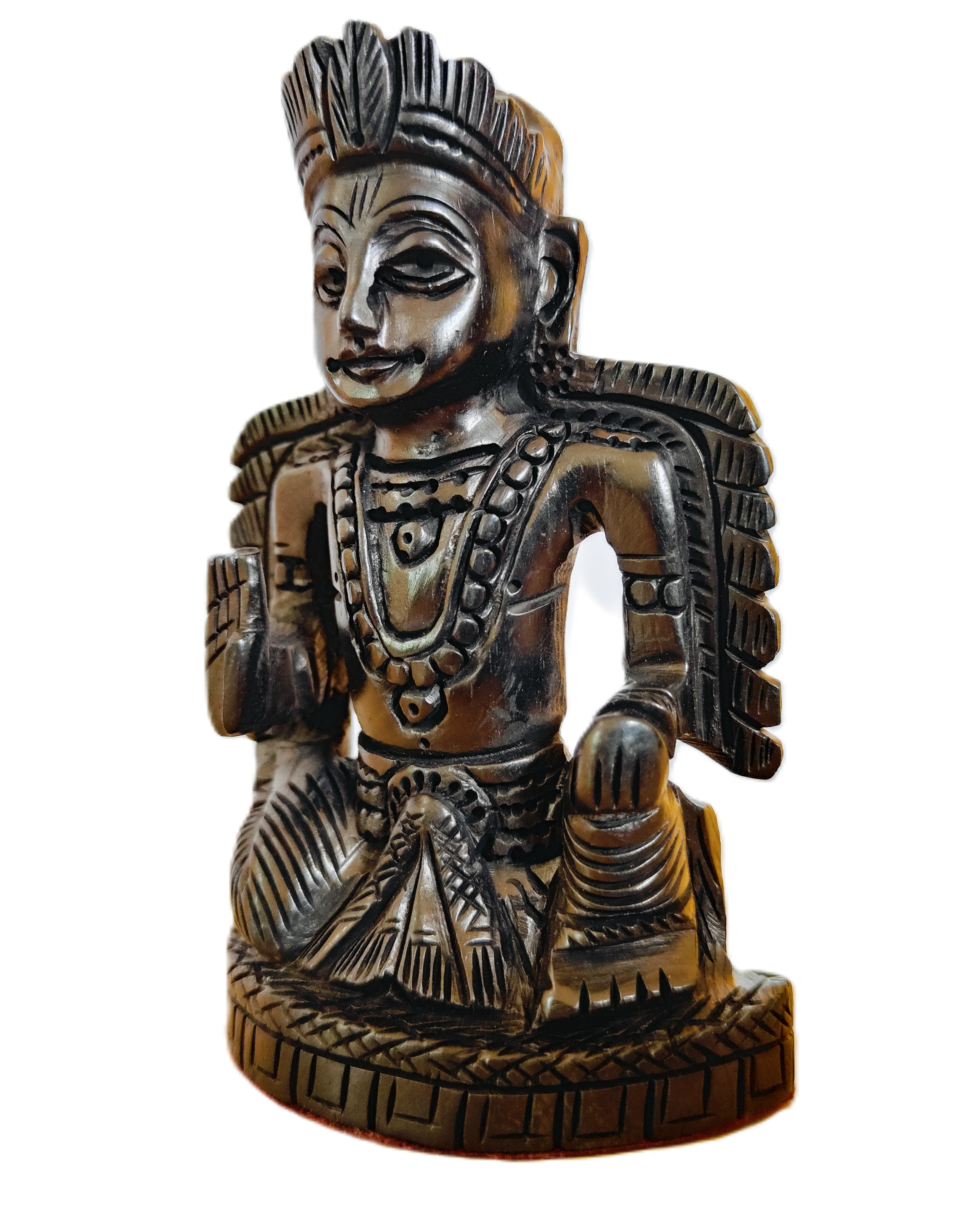  Ebony Wood Lord Garuda Dev Idol for Pooja (Pack of 1) Handmade Carving Ideal for Home, Office and Temple 