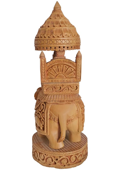 The Modern Handmade Elephant Wood Statue - A Stunning Office Decor Piece 11 inches