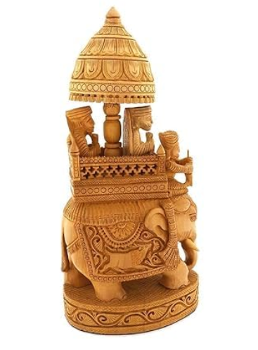 The Modern Handmade Elephant Wood Statue - A Stunning Office Decor Piece 11 inches