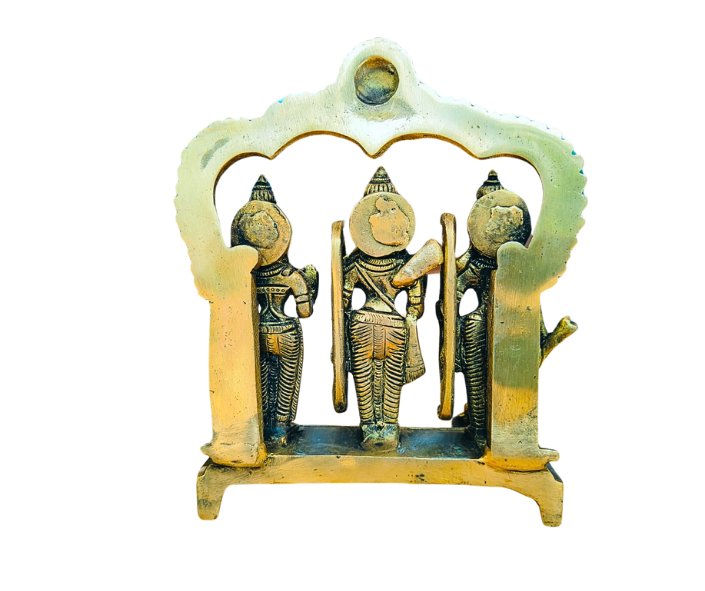 Brass Ram Darbar Idol | Lord Ram, Sita, Lakshman & Hanuman Murti for Home Temple | Handcrafted Hindu Statue for Pooja, Vastu & Gifting
