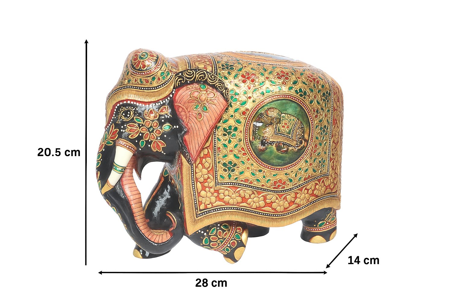 Hand-Painted Wooden Elephant Statue | Rajasthani Decorative Elephant Figurine for Home Decor & Gifting