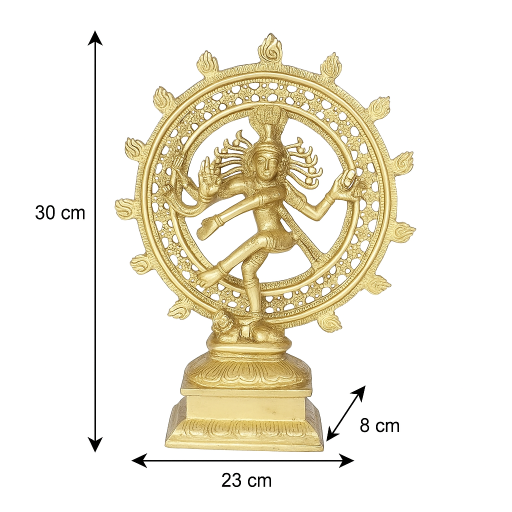 Brass Nataraja Statue | Lord Shiva Dancing Nataraj Idol for Home Temple, Puja & Spiritual Decor