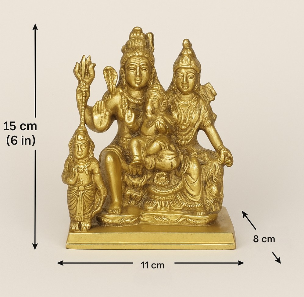  Brass Shiva Parivar Idol – Handcrafted Hindu God Family Statue for Pooja Room, Vastu & Home Temple Decor | Lord Shiva, Parvati, Ganesha, Kartikeya Murti – Shree Shyam Handicrafts