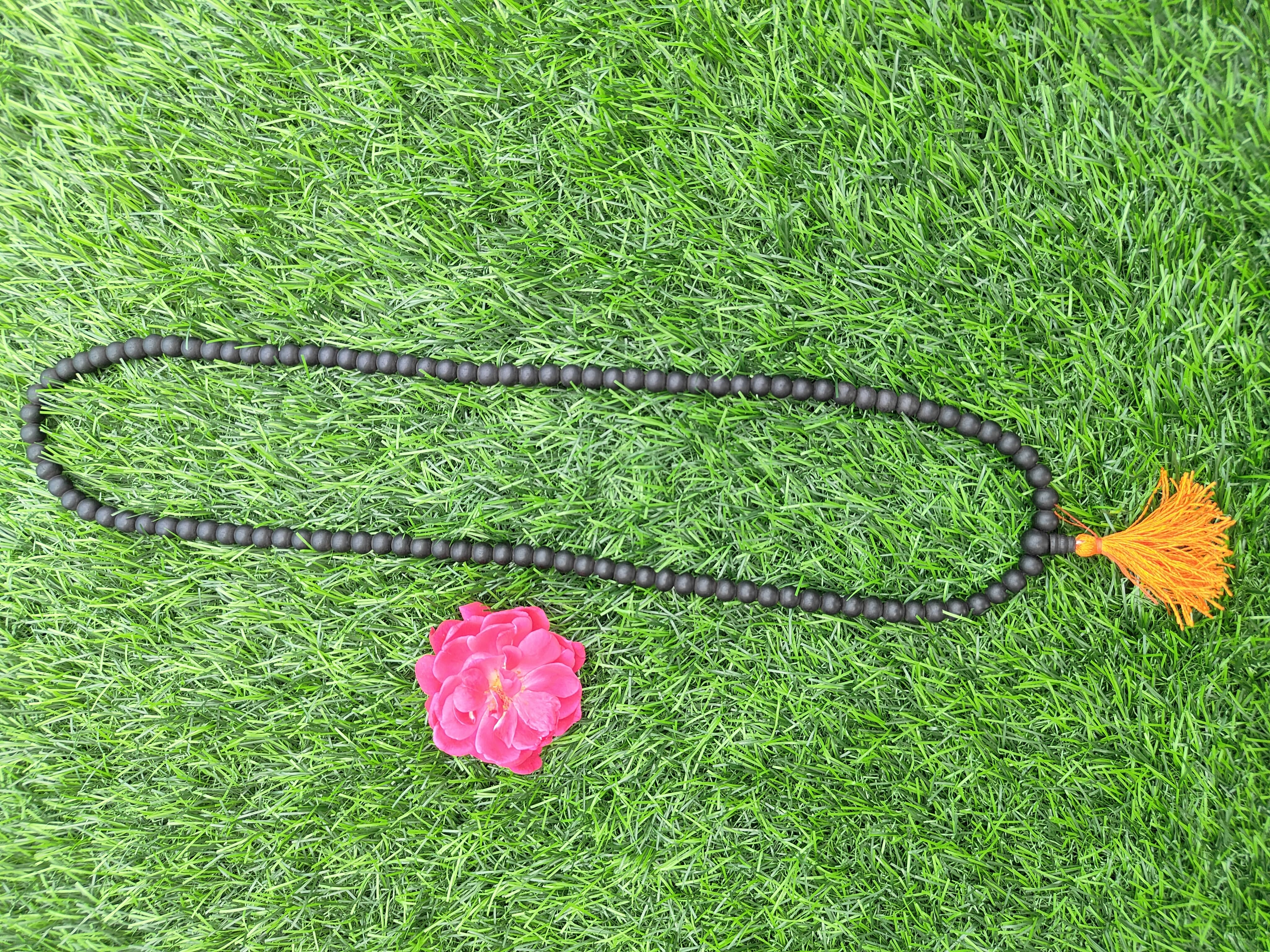 Natural Ebony Wood Mala (Karungali Malai) – 8mm Unpolished Beads for Meditation, Yoga & Spiritual Healing | Original Black Wood Japa Mala for Men & Women