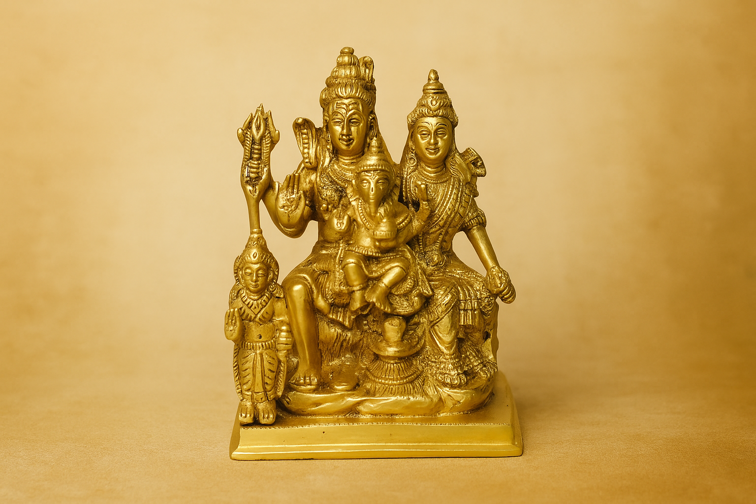  Brass Shiva Parivar Idol – Handcrafted Hindu God Family Statue for Pooja Room, Vastu & Home Temple Decor | Lord Shiva, Parvati, Ganesha, Kartikeya Murti – Shree Shyam Handicrafts