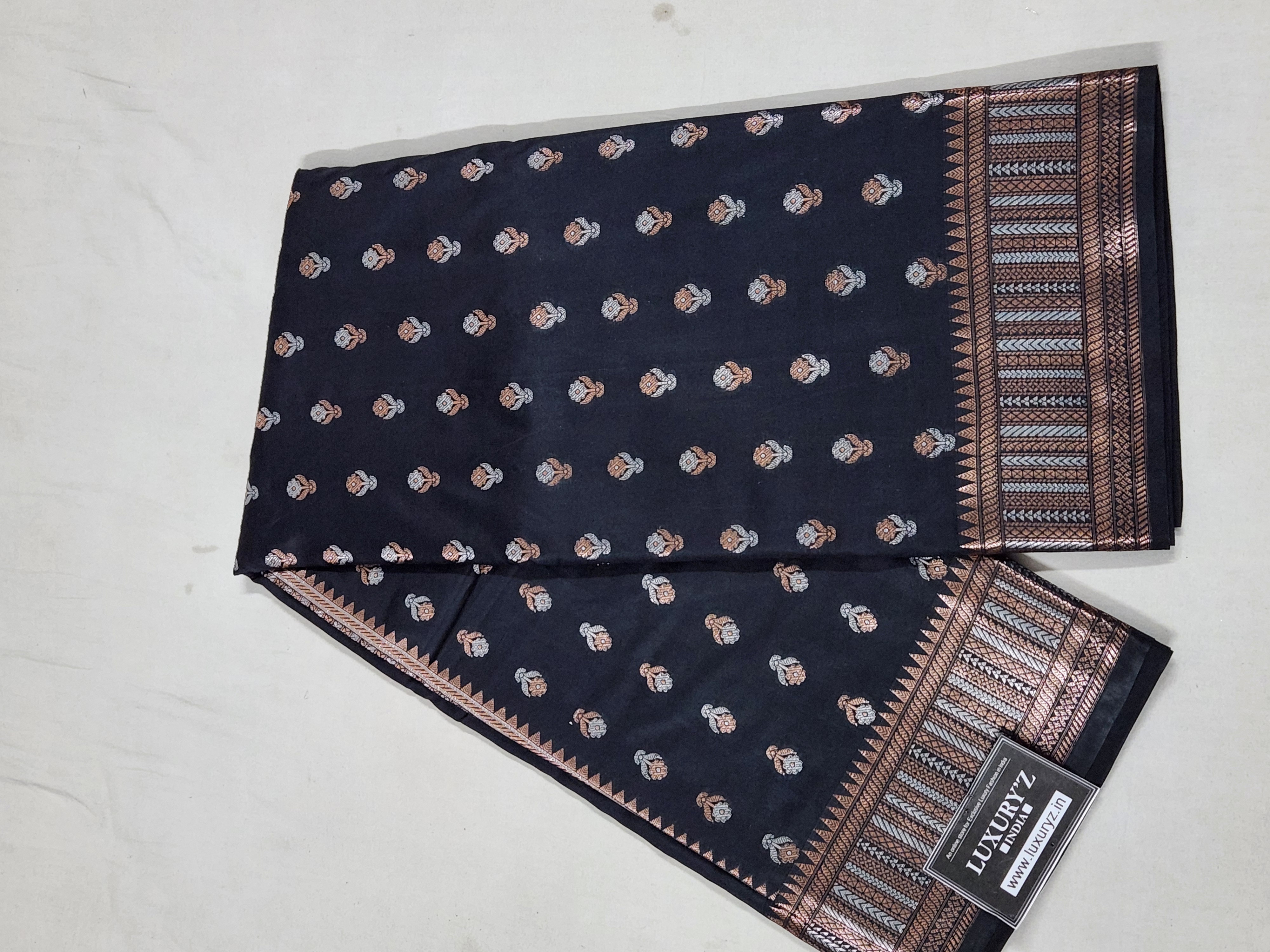 BLACK BANARASI KATAN SILK SAREE WITH DESIGNER WEAVING BLOUSE
