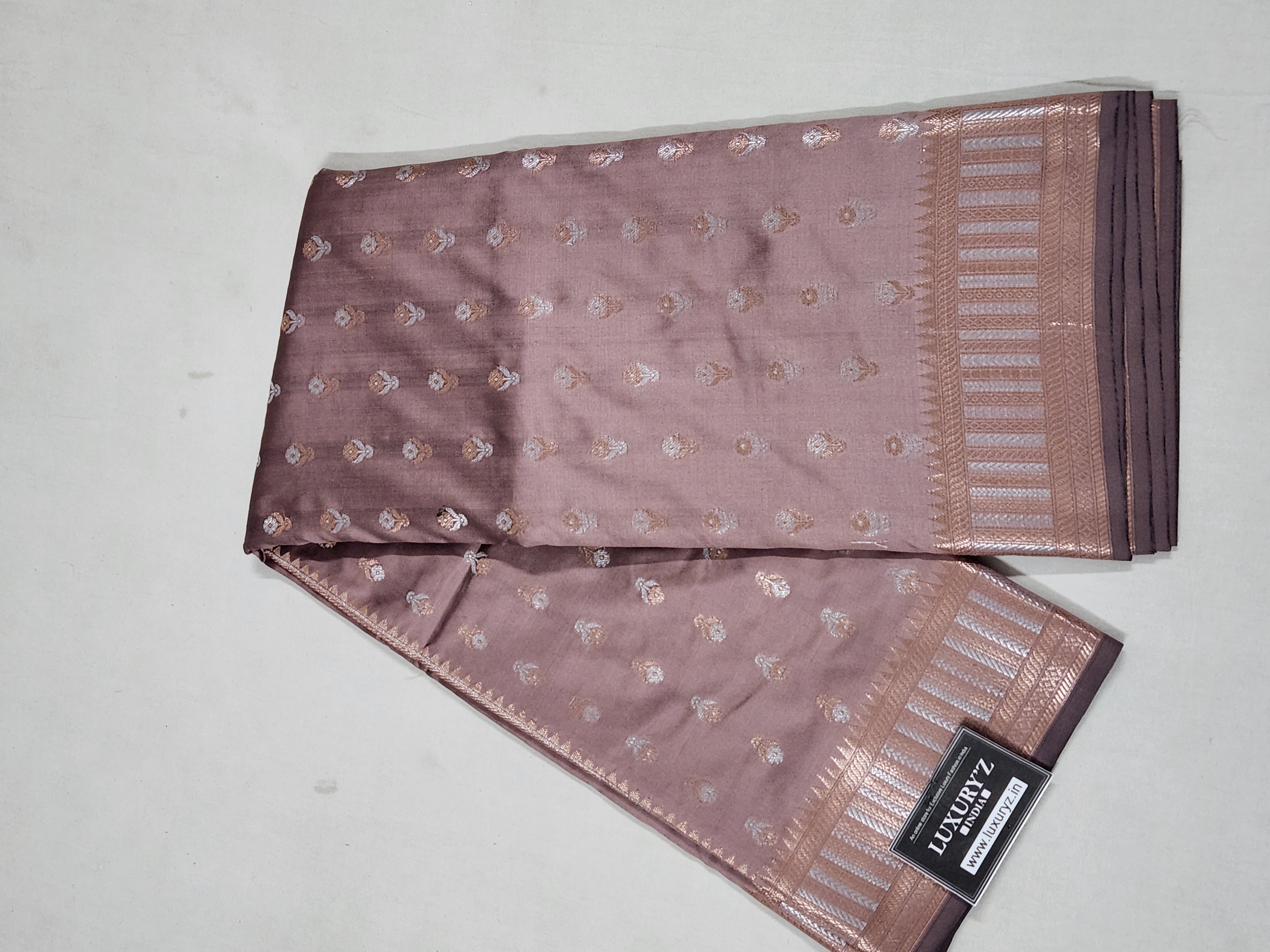 LIGHT CHOCOLATE BANARASI KATAN SILK SAREE WITH DESIGNER WEAVING BLOUSE