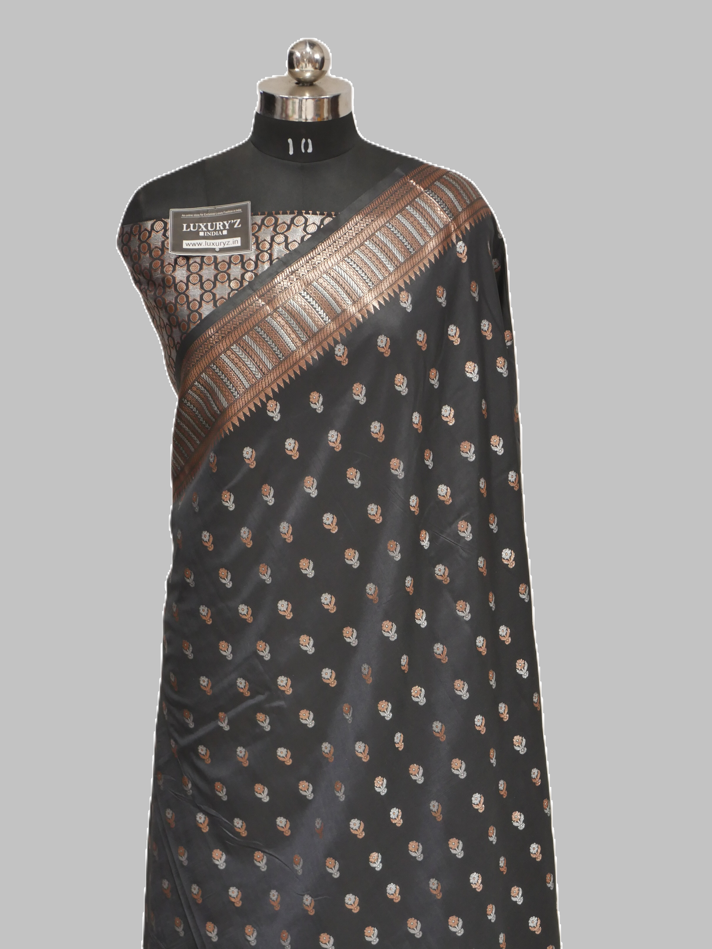 BLACK BANARASI KATAN SILK SAREE WITH DESIGNER WEAVING BLOUSE