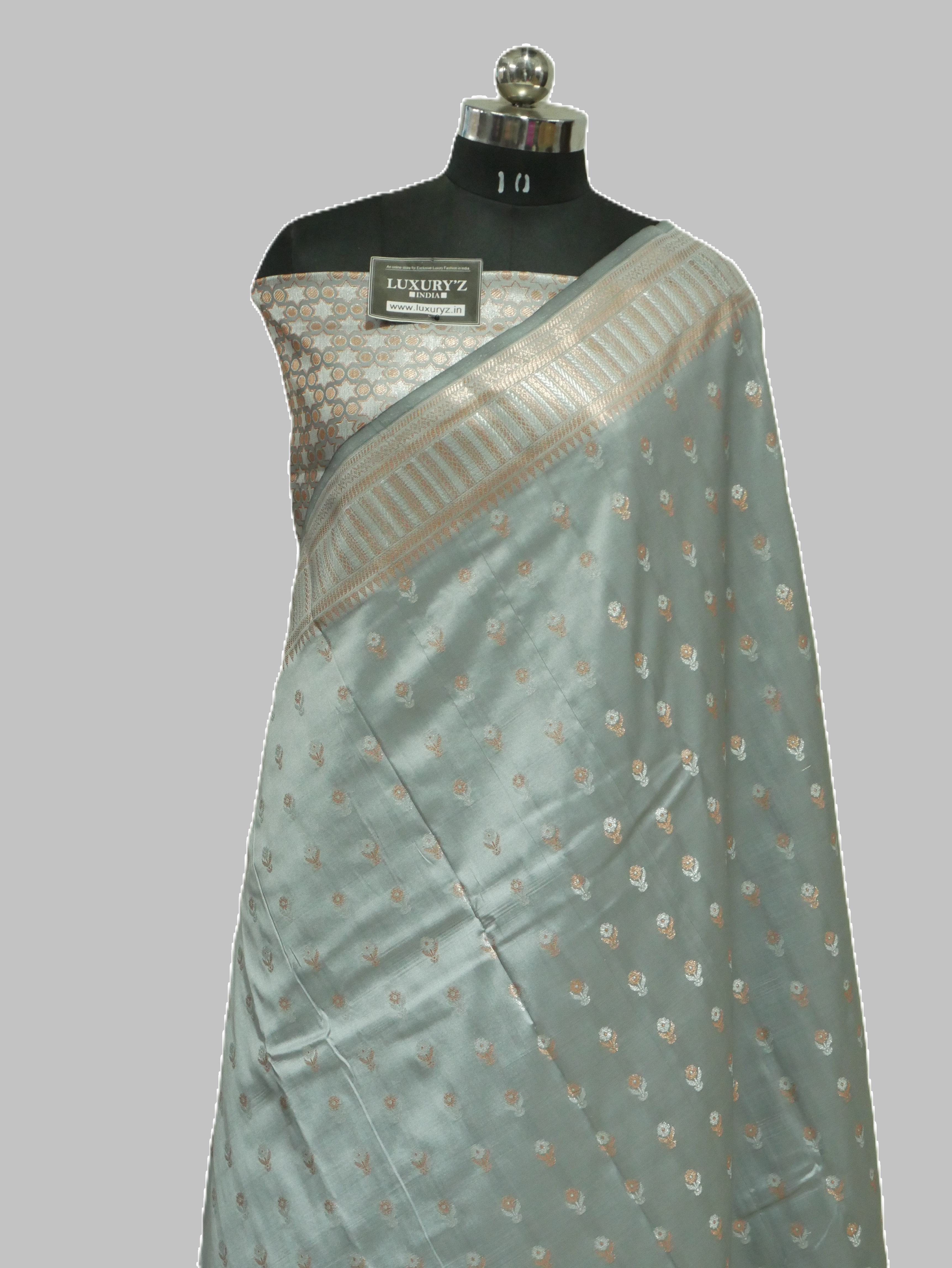 LIGHT SILVER BANARASI KATAN SILK SAREE WITH DESIGNER WEAVING BLOUSE