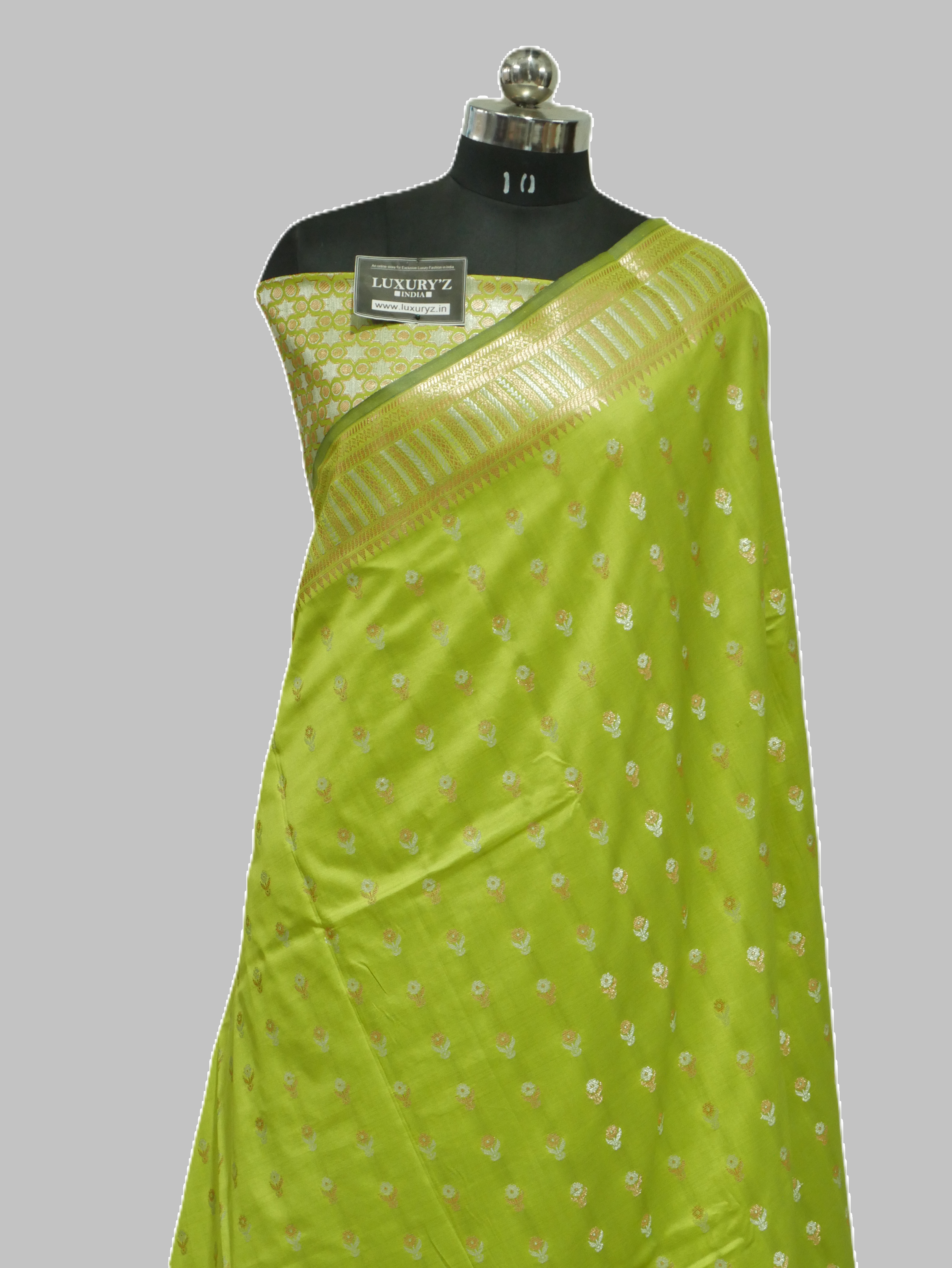 YELLOWISH GREEN BANARASI KATAN SILK SAREE WITH DESIGNER WEAVING BLOUSE