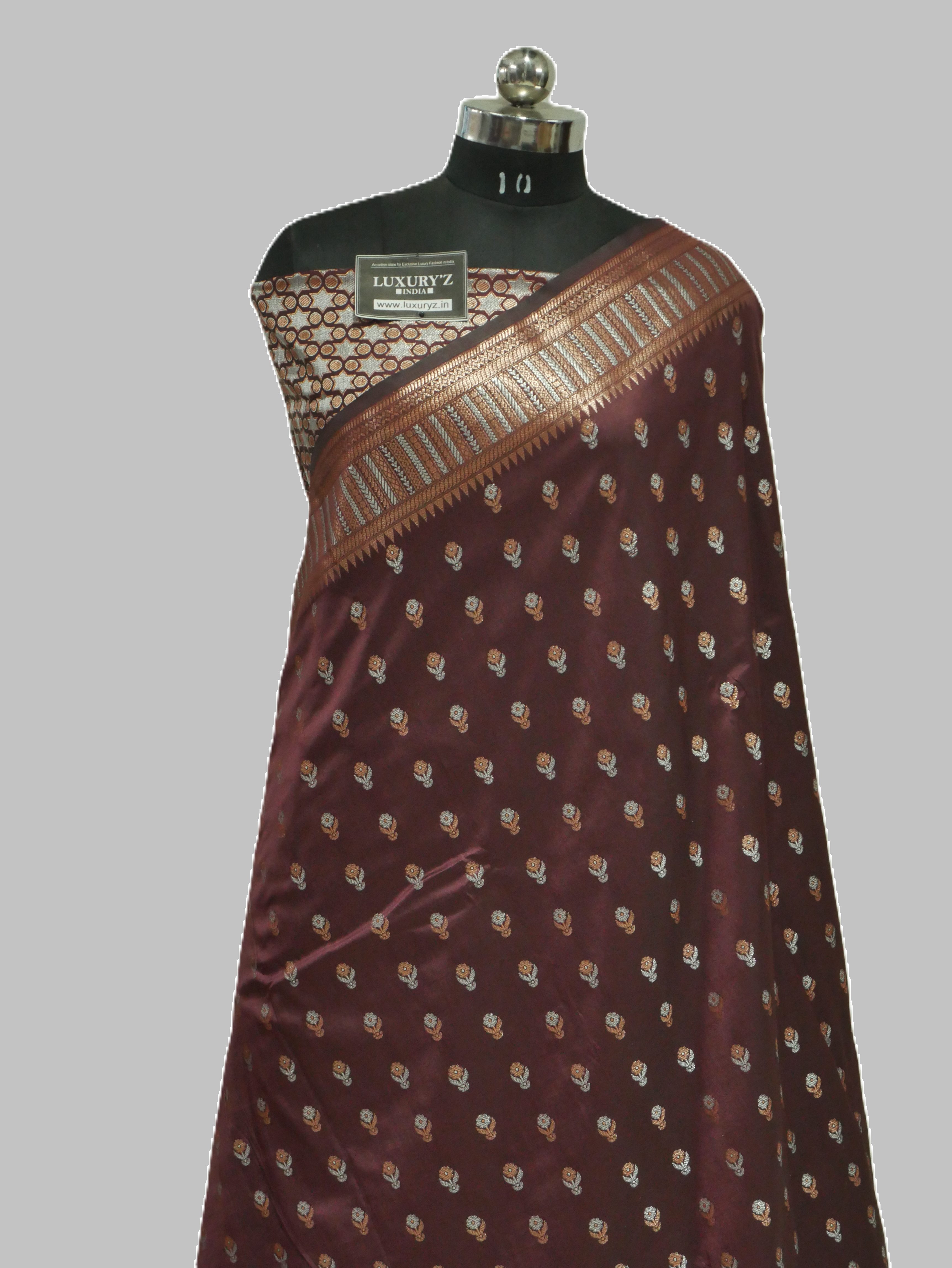 CHOCO MAROON BANARASI KATAN SILK SAREE WITH DESIGNER WEAVING BLOUSE
