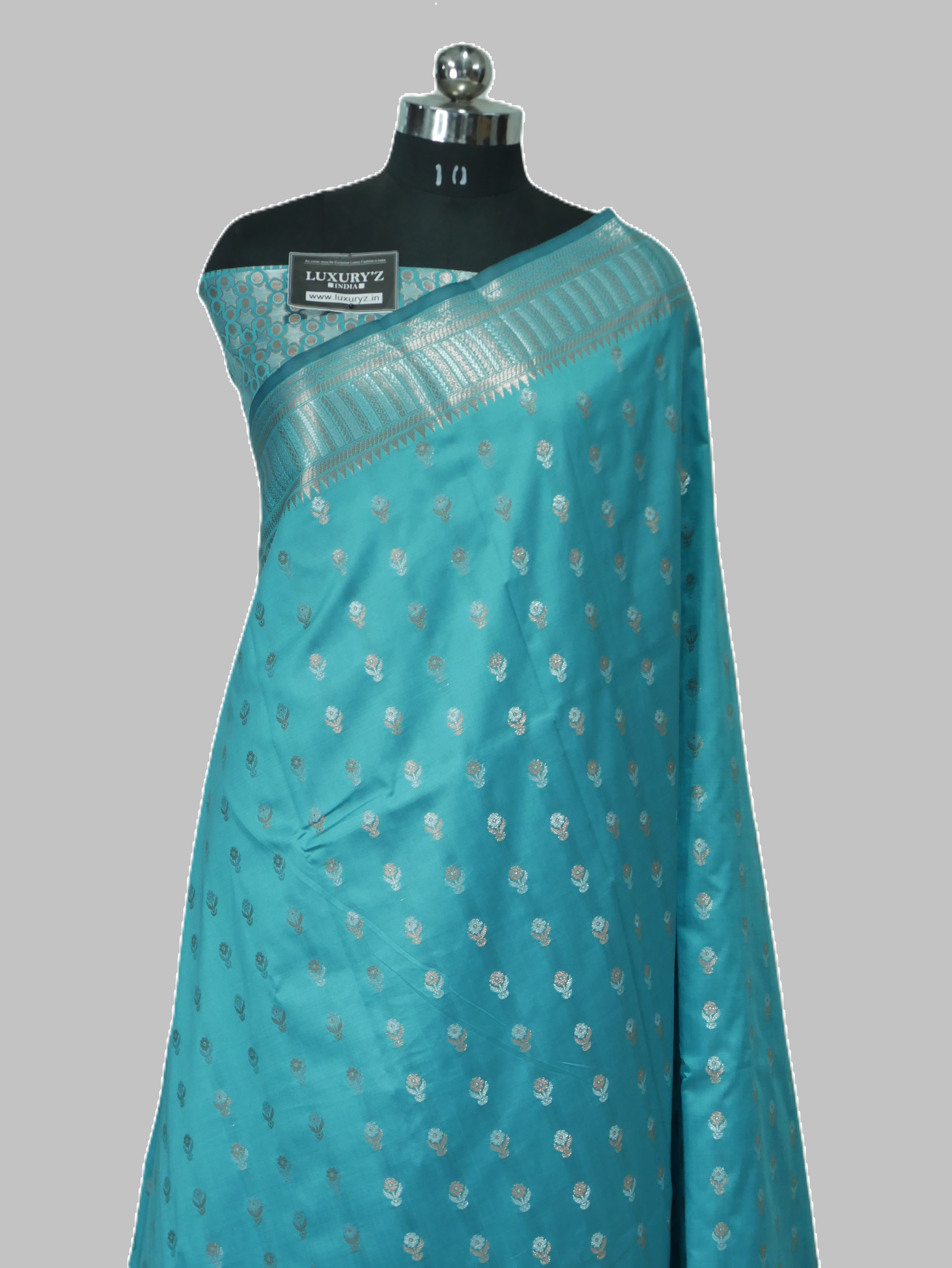 BLUISH SAPPHIRE BANARASI KATAN SILK SAREE WITH DESIGNER WEAVING BLOUSE