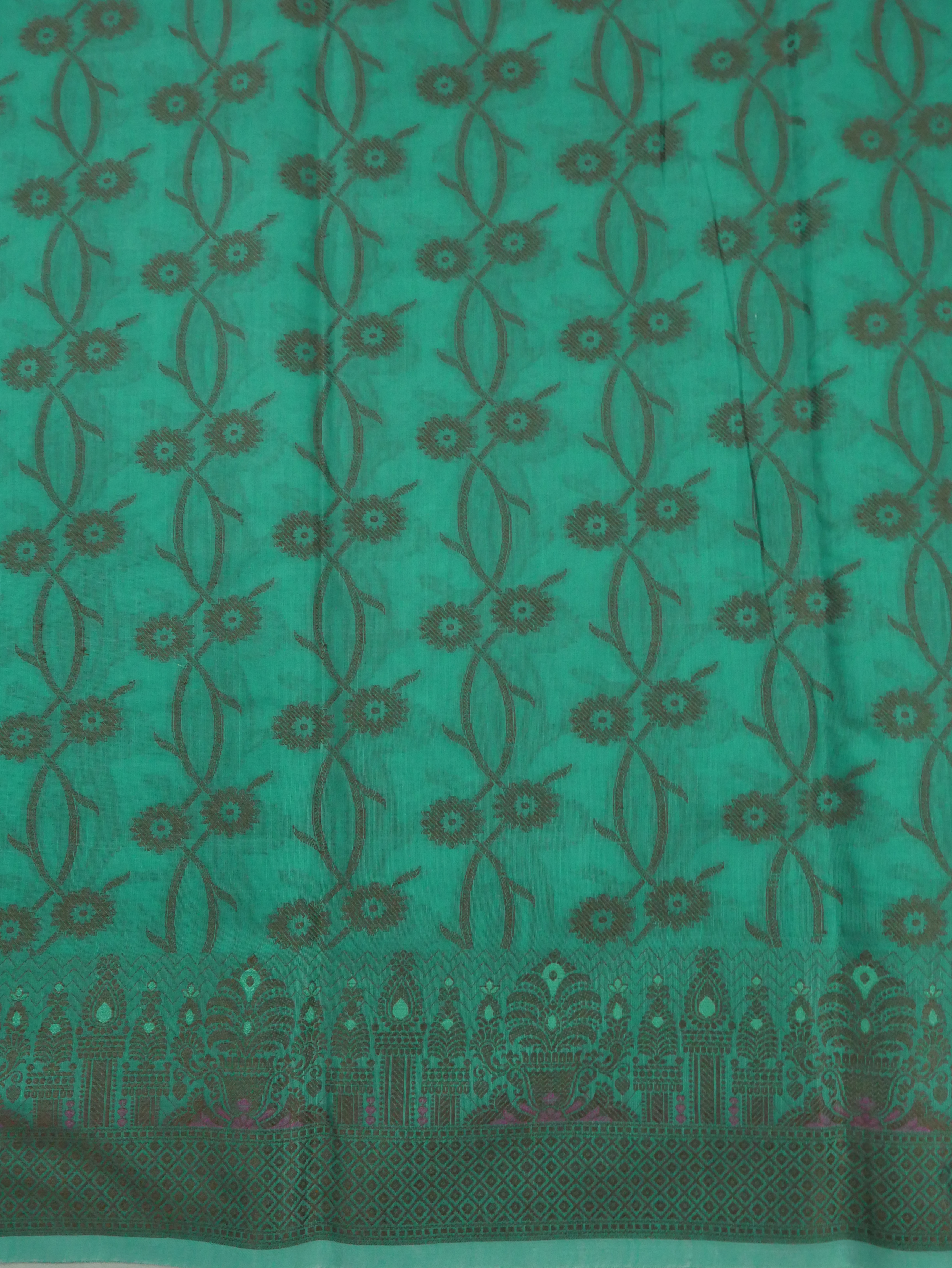STAMP PAD GREEN COLOUR BANARASI COTTON SILK SUIT WITH HEAVY DUPATTA