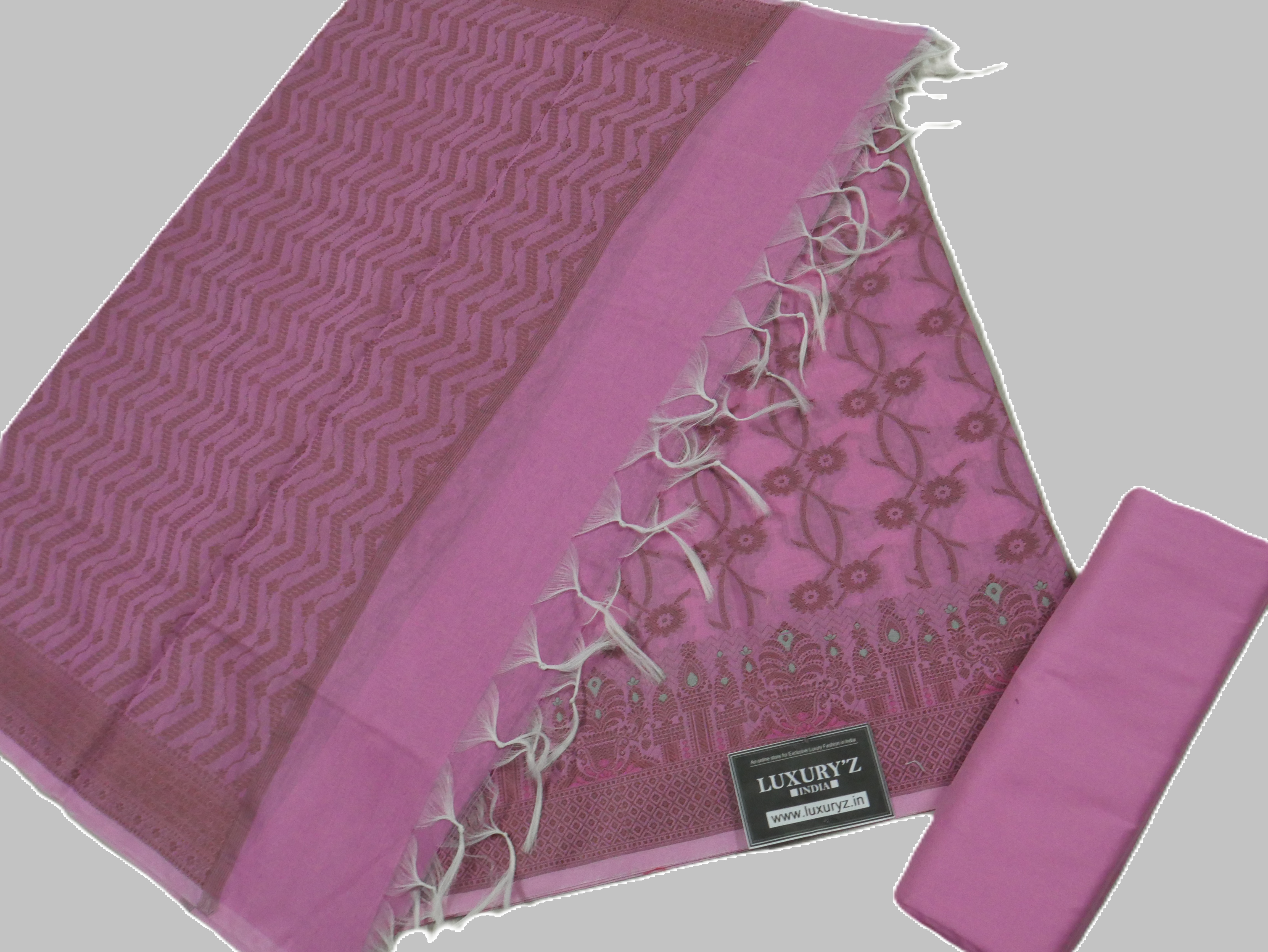 CURE ALL PINK COLOUR BANARASI COTTON SILK SUIT WITH HEAVY DUPATTA