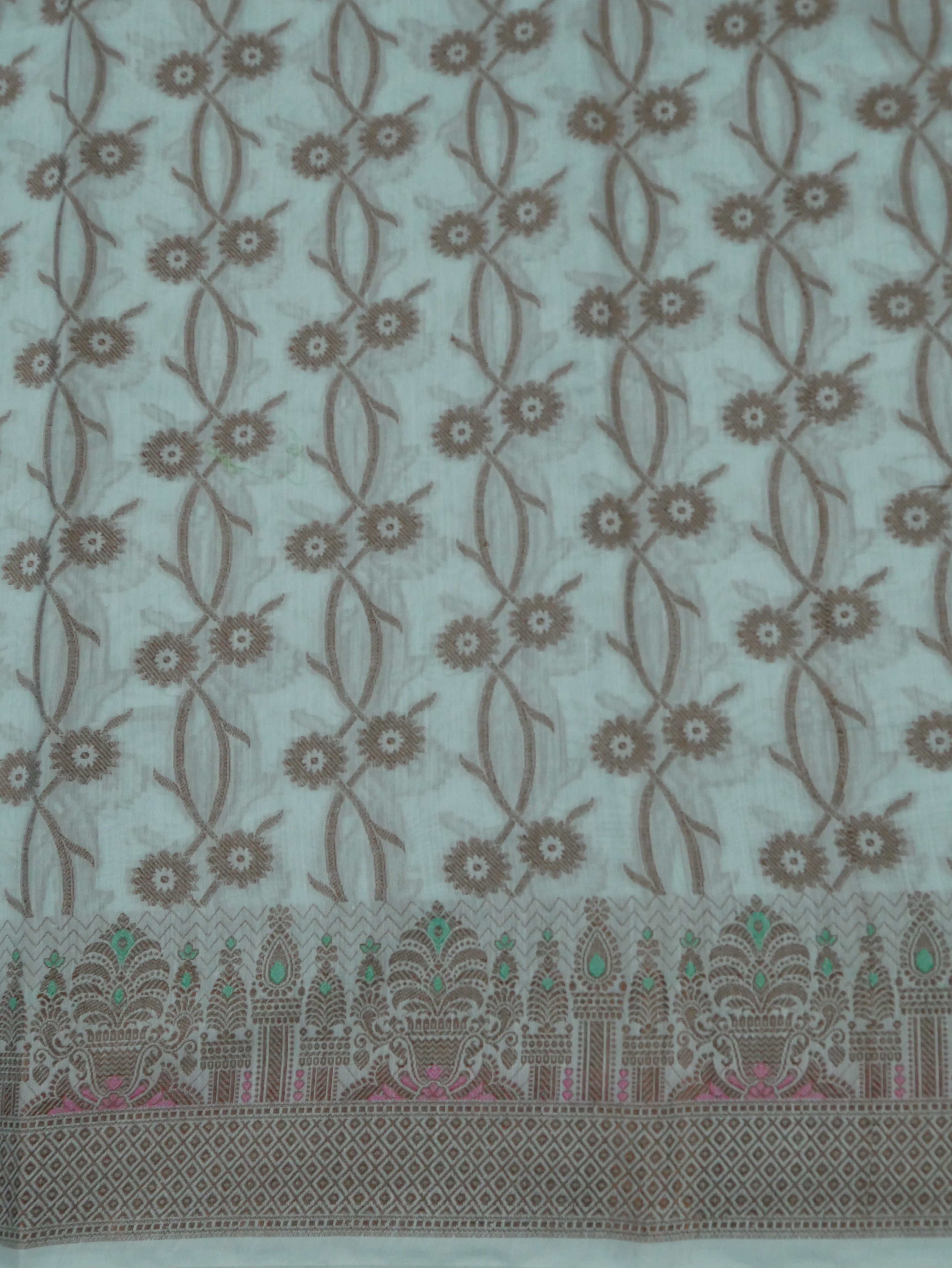 OCEANUS BLUE COLOUR BANARASI COTTON SILK SUIT WITH HEAVY DUPATTA