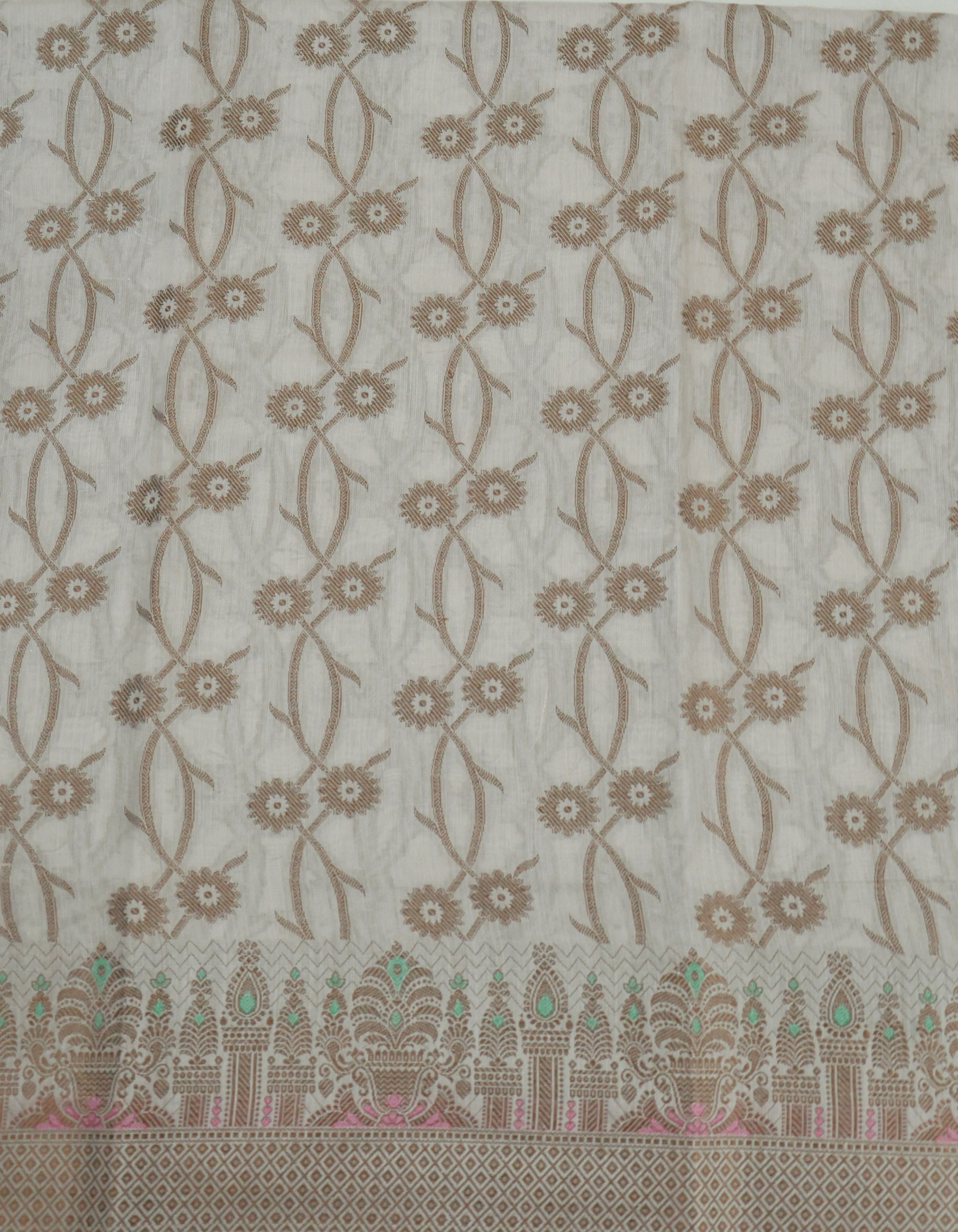 GAINSBORO COLOUR BANARASI COTTON SILK SUIT WITH HEAVY DUPATTA