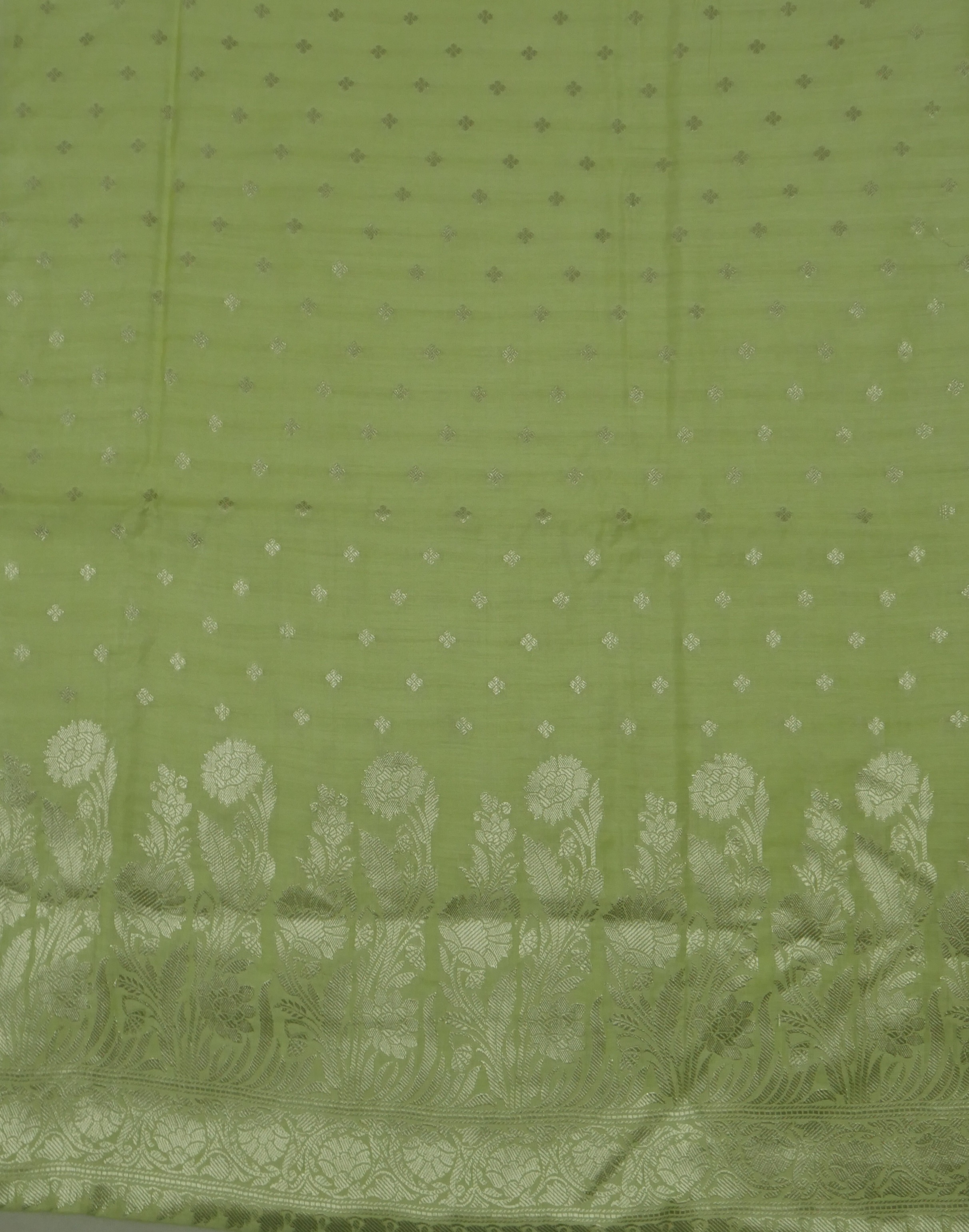 CRYSTAL APPLE COLOUR BANARASI BUTTER SILK SUIT WITH HEAVY ZARI DUPATTA