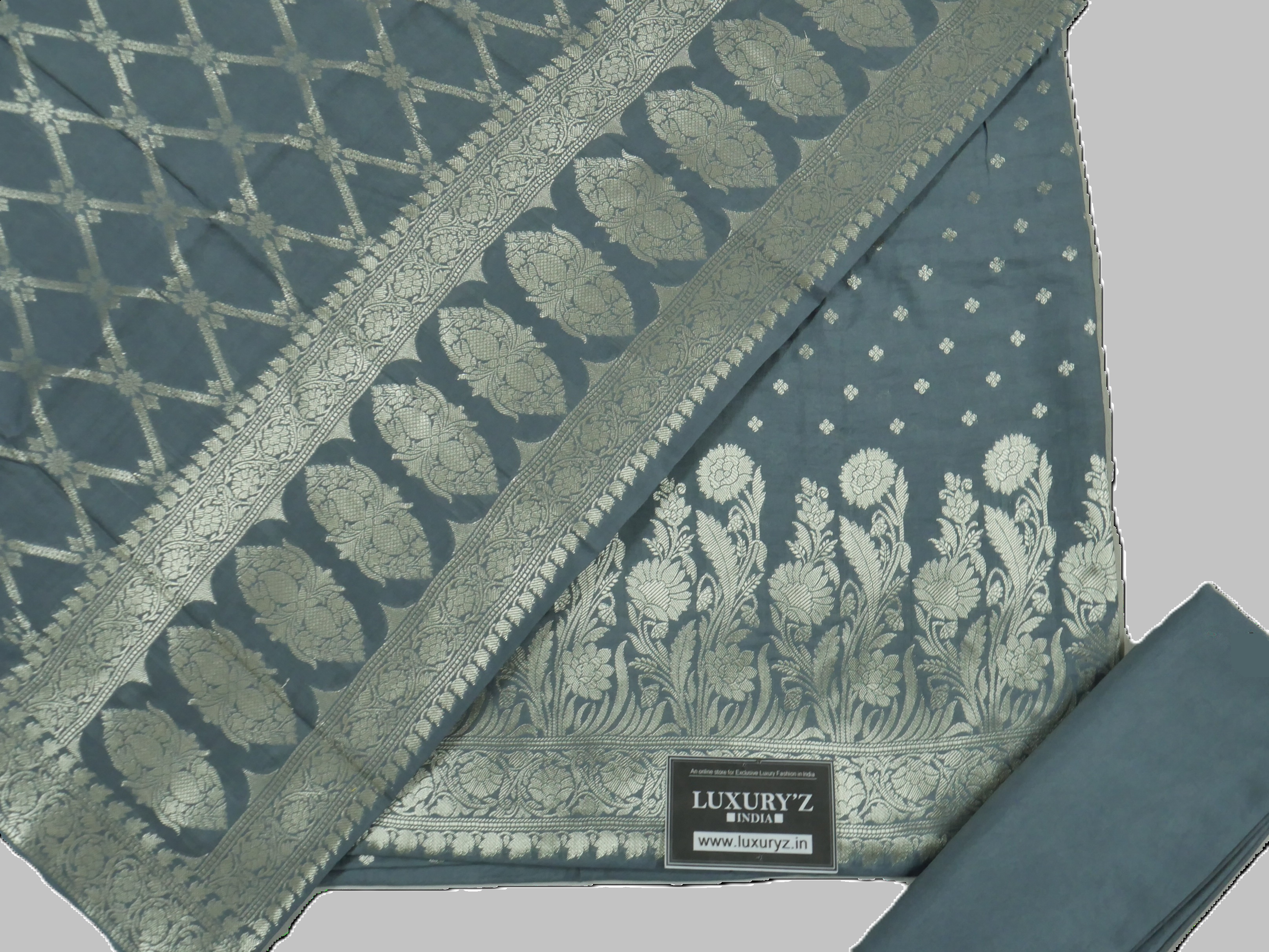 CHINABERRY COLOUR BANARASI BUTTER SILK SUIT WITH HEAVY ZARI DUPATTA