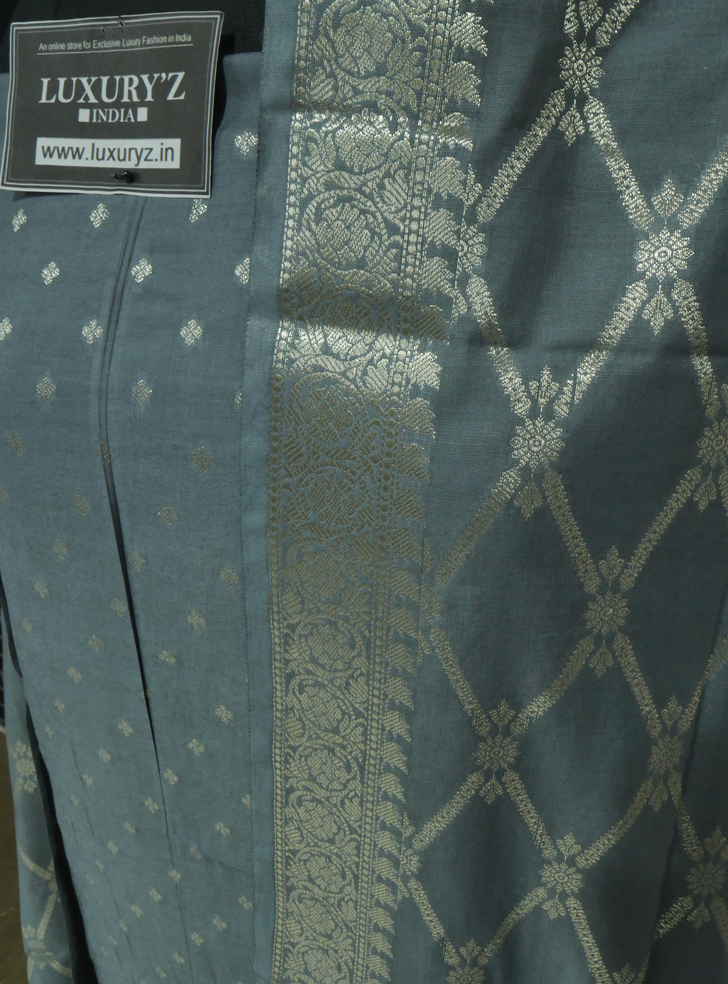 CHINABERRY COLOUR BANARASI BUTTER SILK SUIT WITH HEAVY ZARI DUPATTA