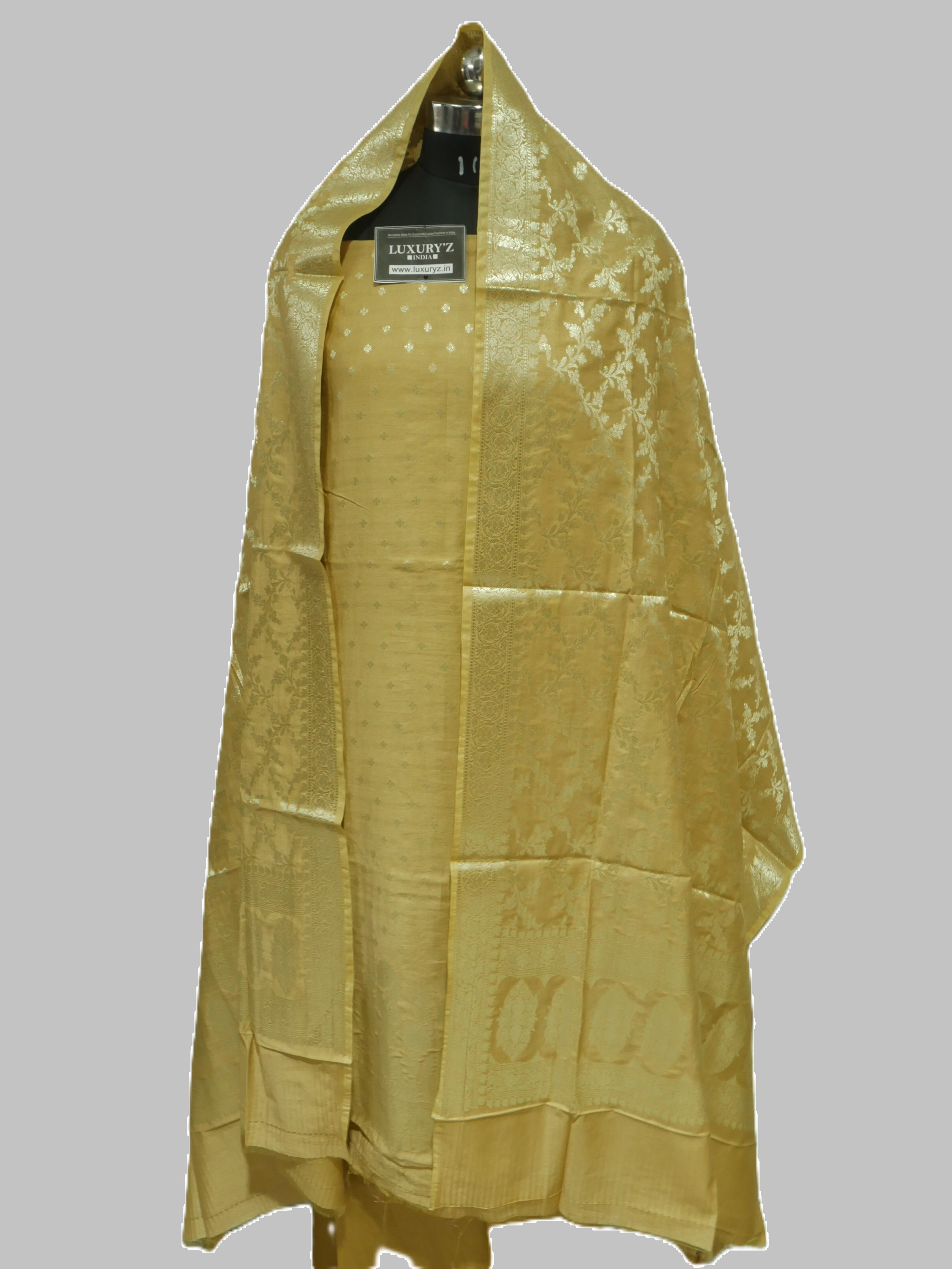 HEARTS OF PALM COLOUR BANARASI BUTTER SILK SUIT WITH HEAVY ZARI DUPATTA