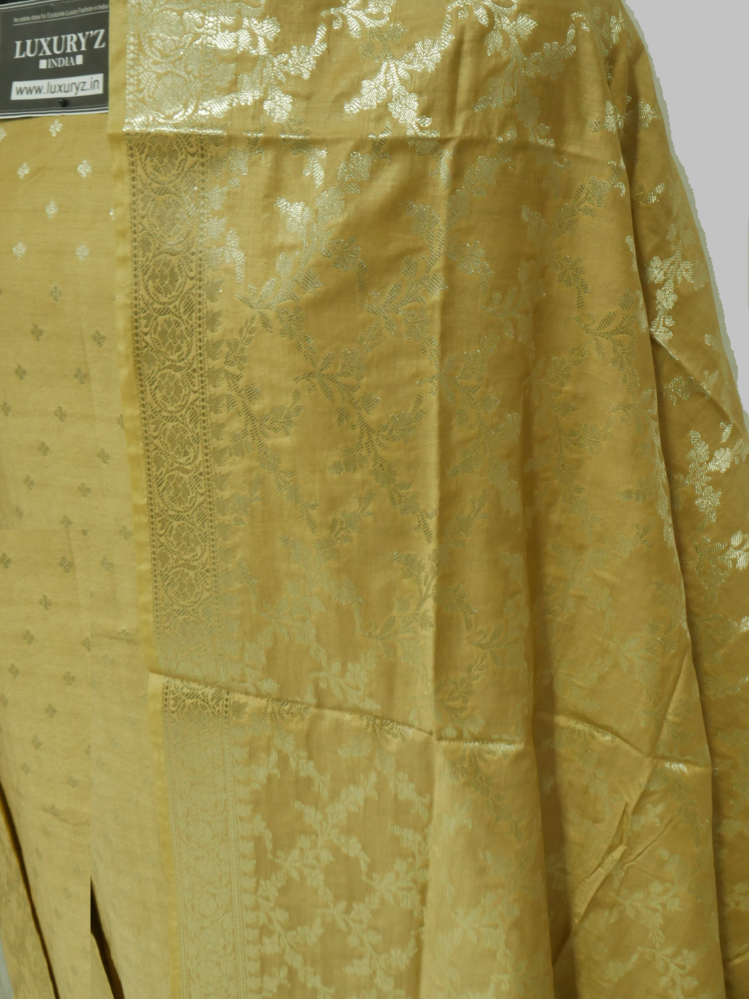 HEARTS OF PALM COLOUR BANARASI BUTTER SILK SUIT WITH HEAVY ZARI DUPATTA