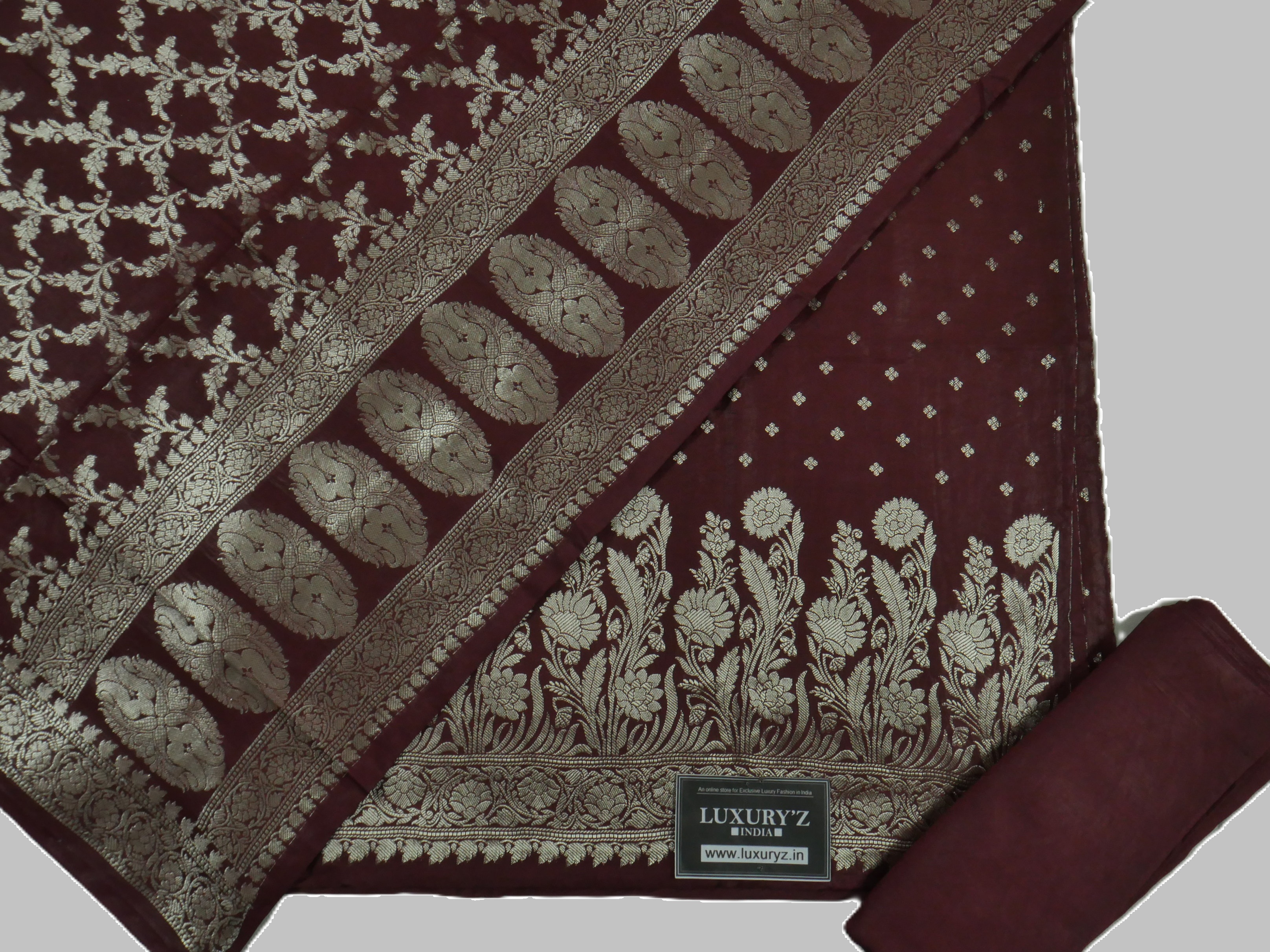 BLACKBERRY PIE COLOUR BANARASI BUTTER SILK SUIT WITH HEAVY ZARI DUPATTA