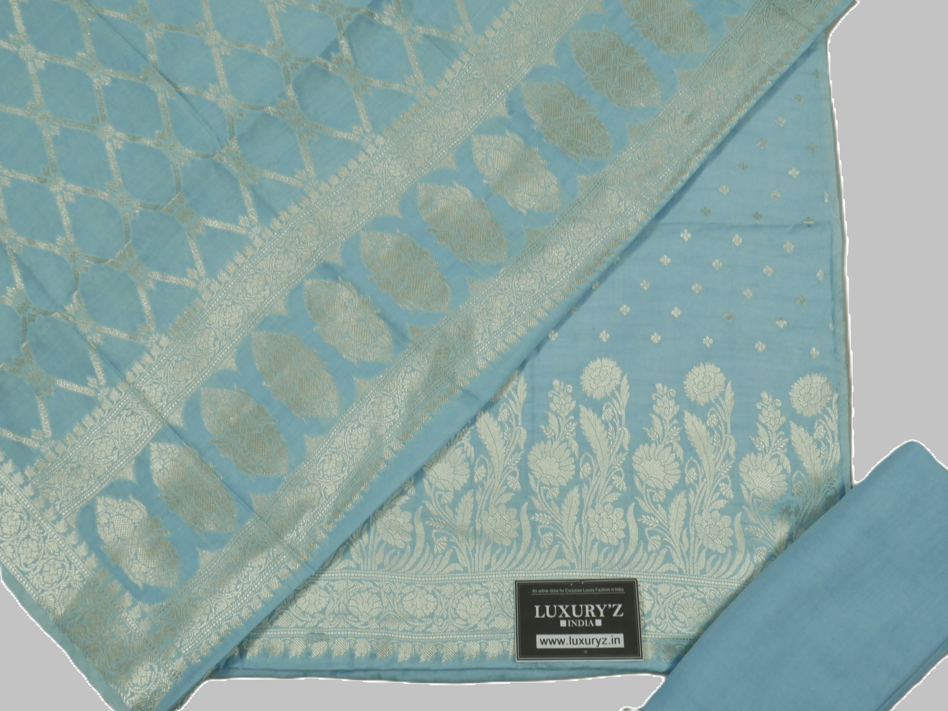 APOCYAN COLOUR BANARASI BUTTER SILK SUIT WITH HEAVY ZARI DUPATTA
