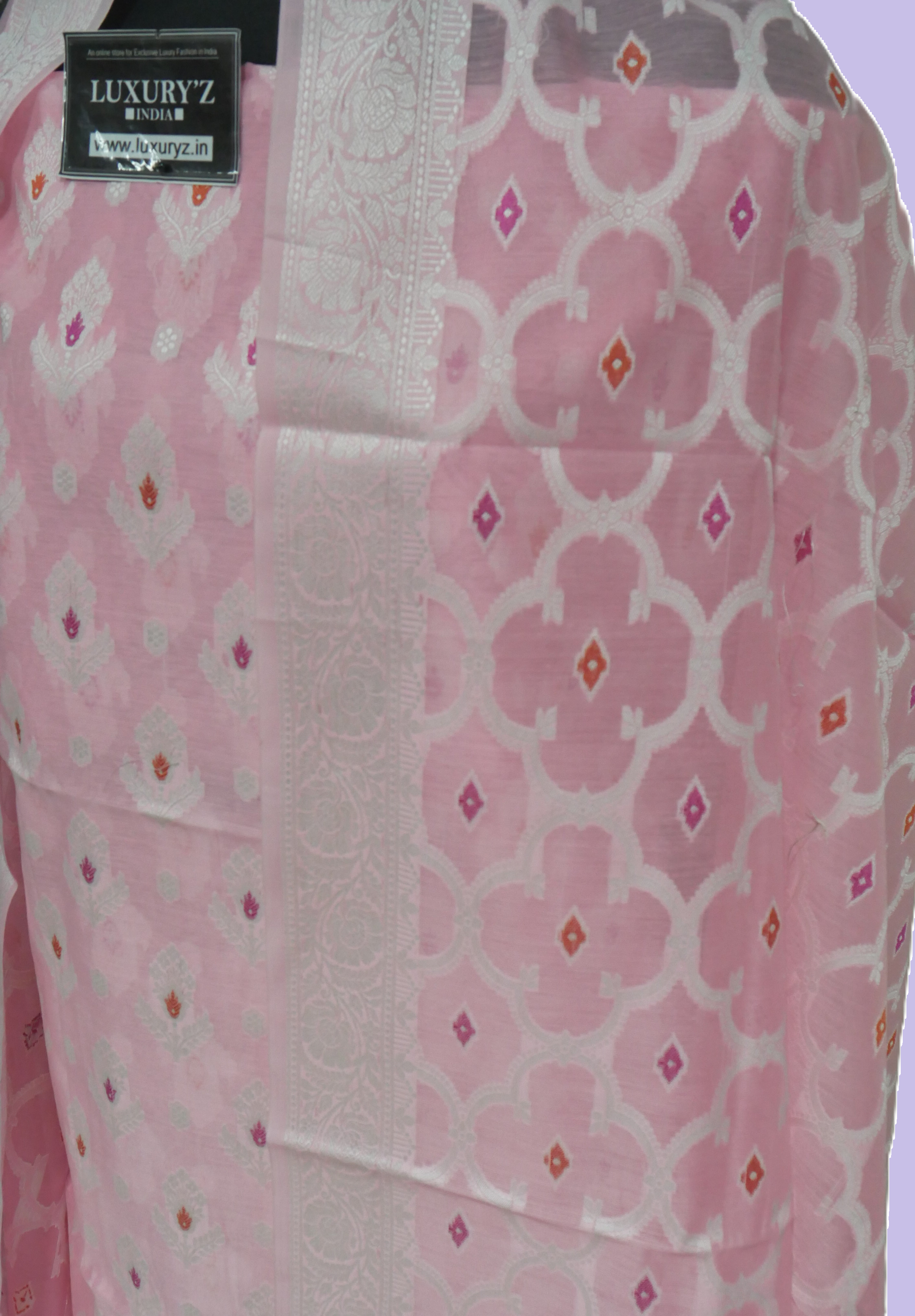 CAMEO PINK COLOUR BANARASI RESHAM SILK SUIT WITH HEAVY DUPATTA
