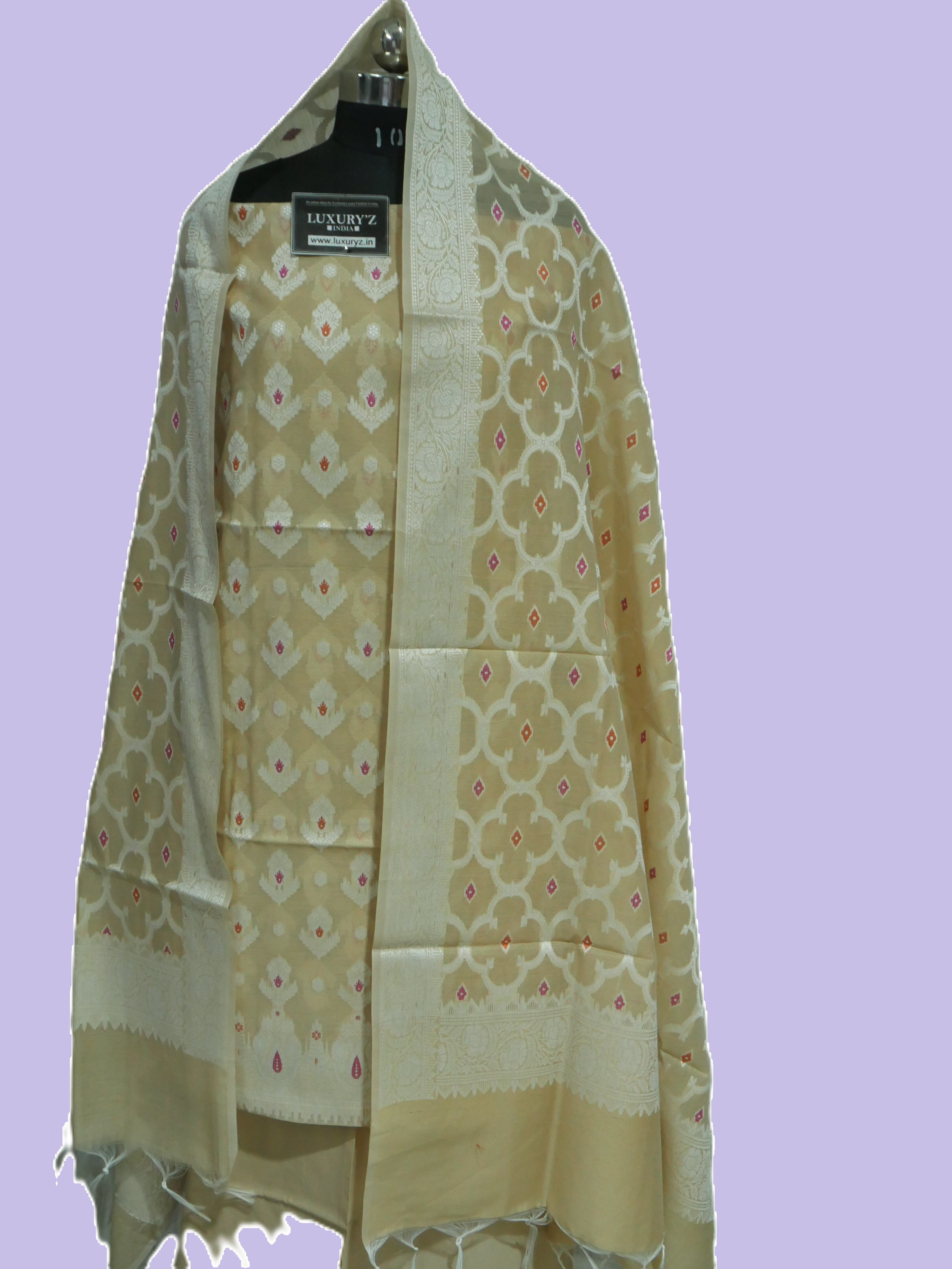 BOY RED COLOUR BANARASI RESHAM SILK SUIT WITH HEAVY DUPATTA