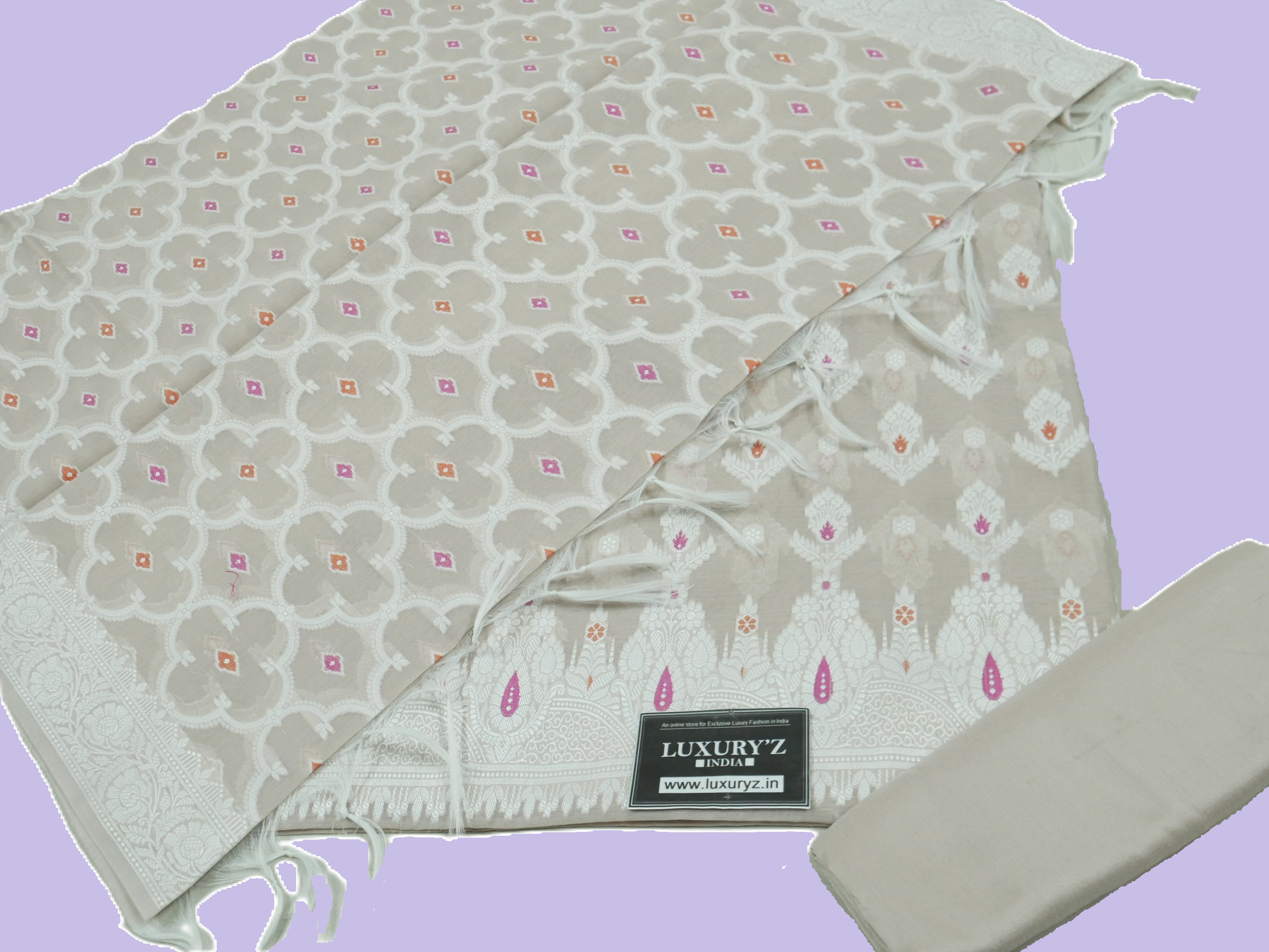 DARK SILVER COLOUR BANARASI RESHAM SILK SUIT WITH HEAVY DUPATTA