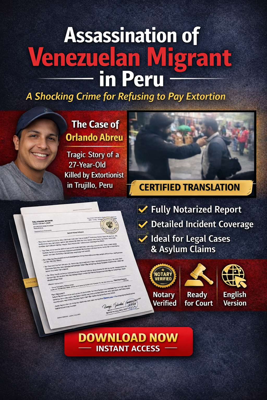 Report!! PRESS ARTICLE- Assassination of Venezuelan Migrant in Peru - Certified Report