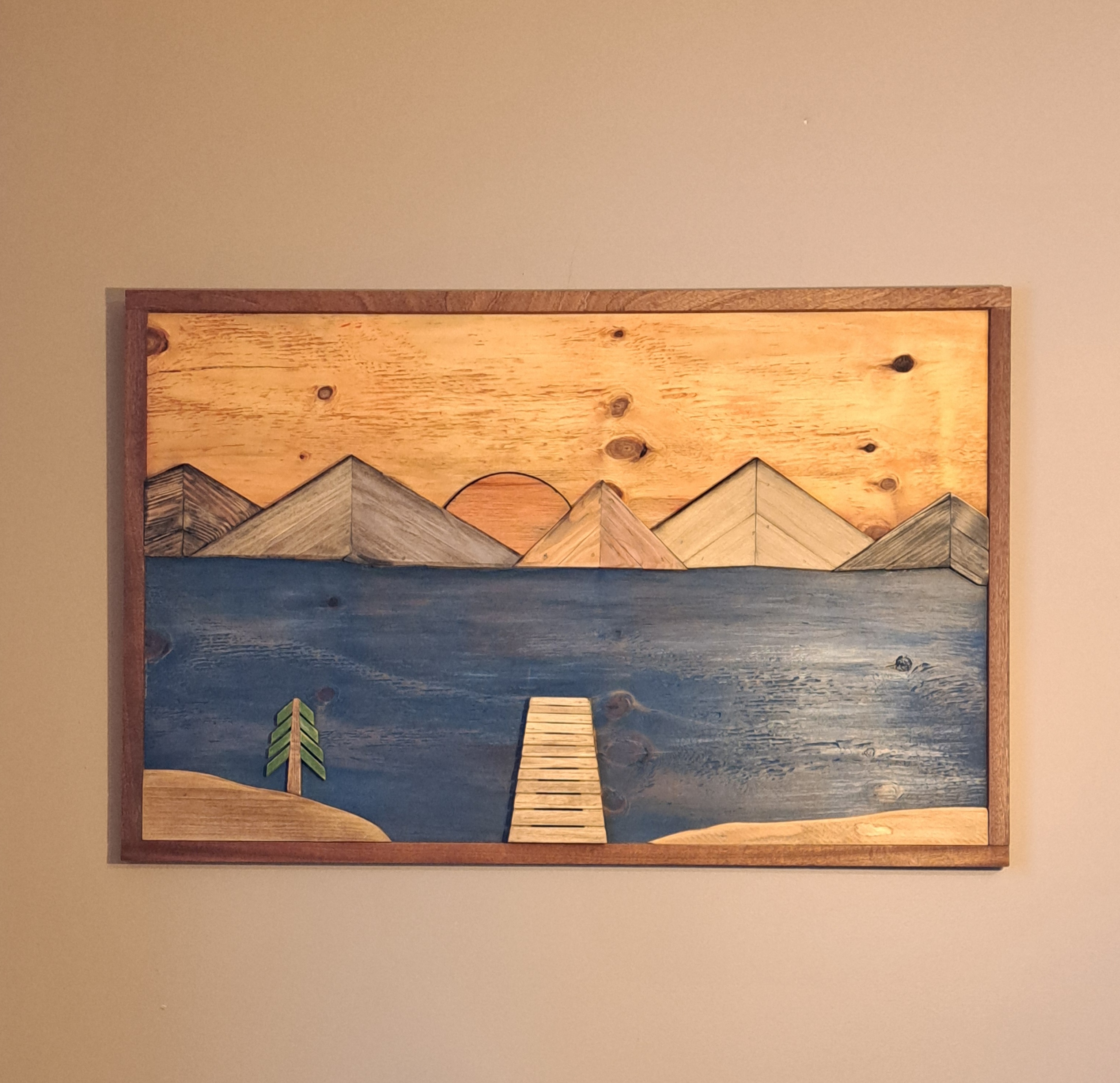Reclaimed Pallet Wood Lake/Mountains Wall Art