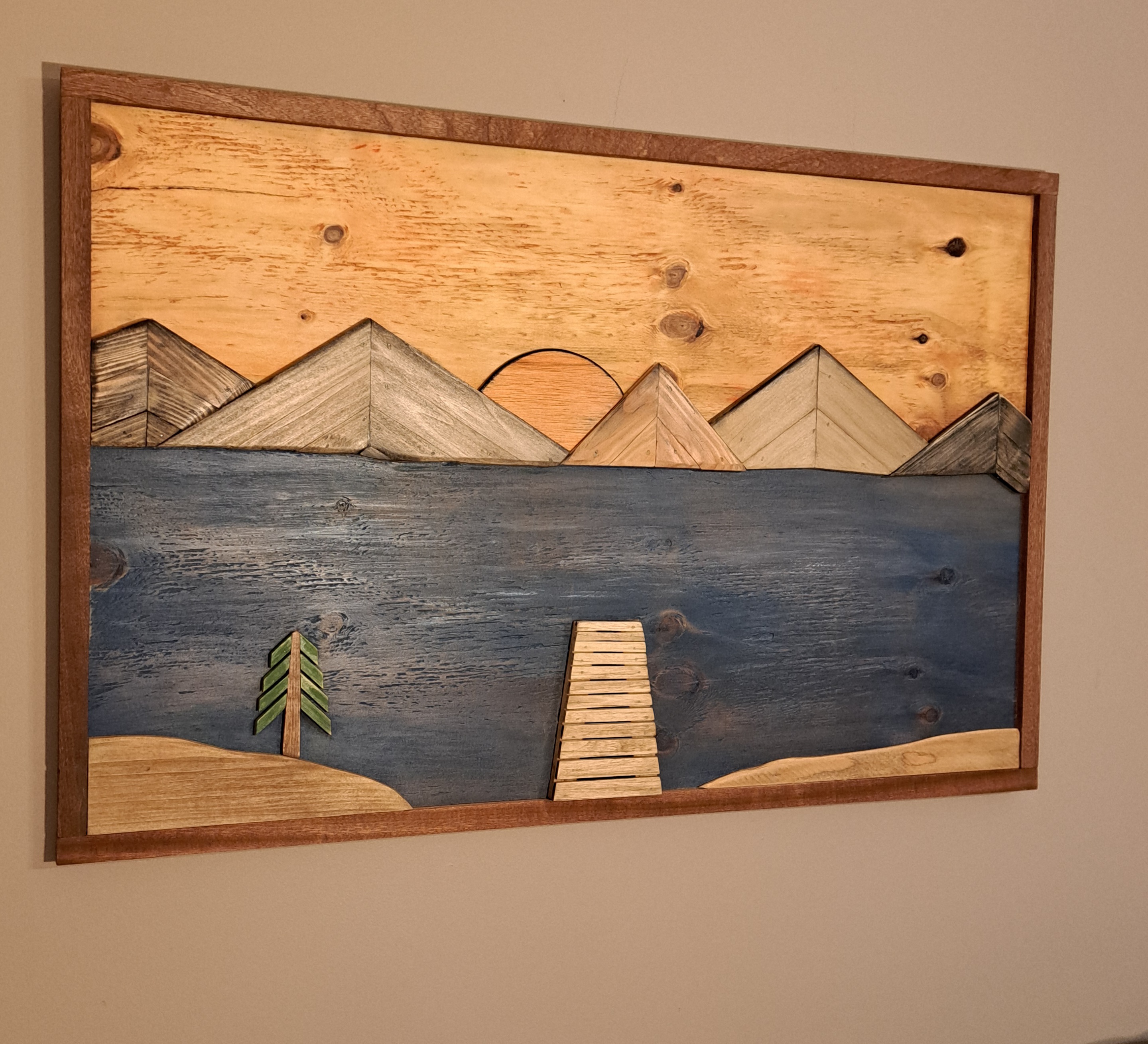 Reclaimed Pallet Wood Lake/Mountains Wall Art