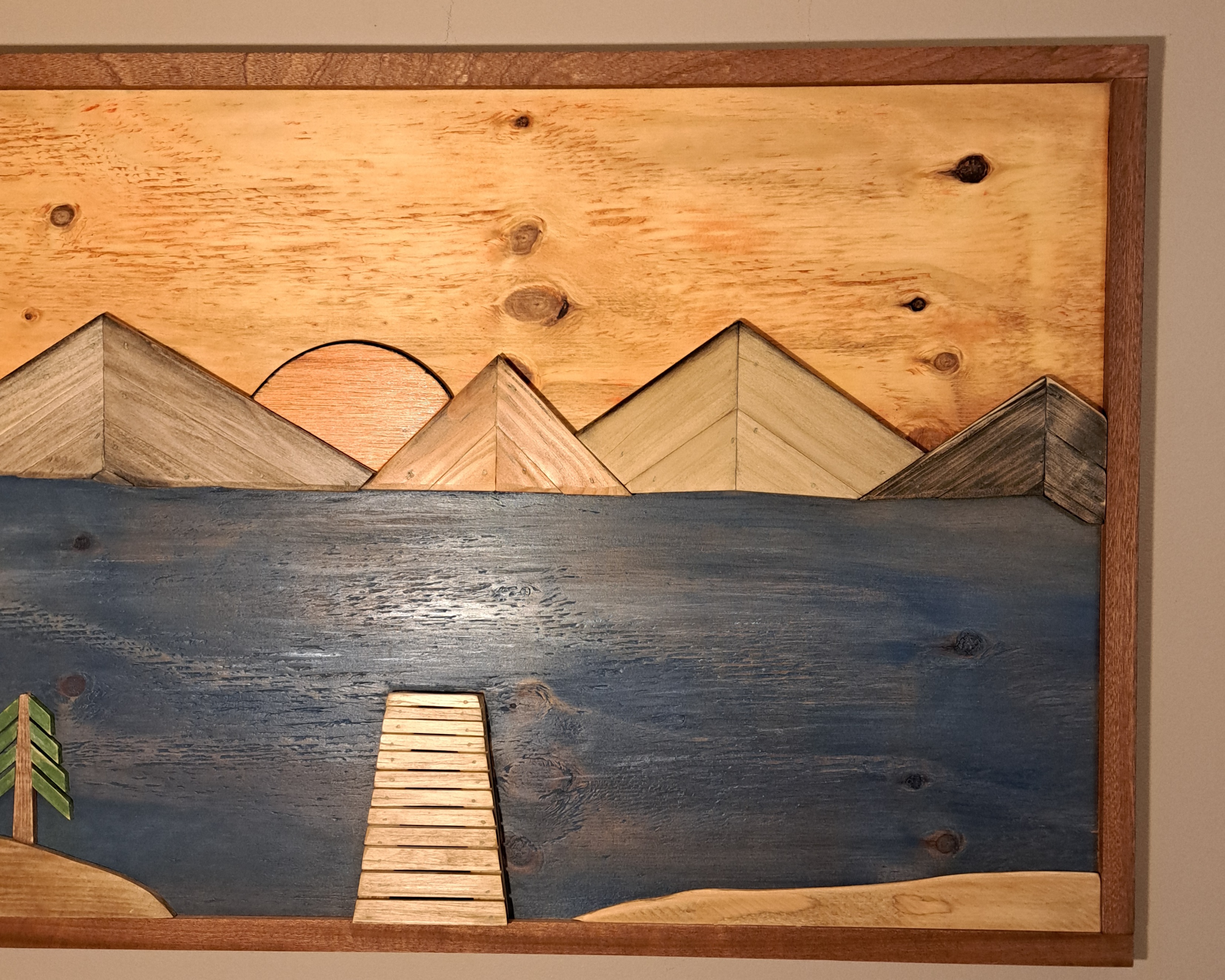 Reclaimed Pallet Wood Lake/Mountains Wall Art