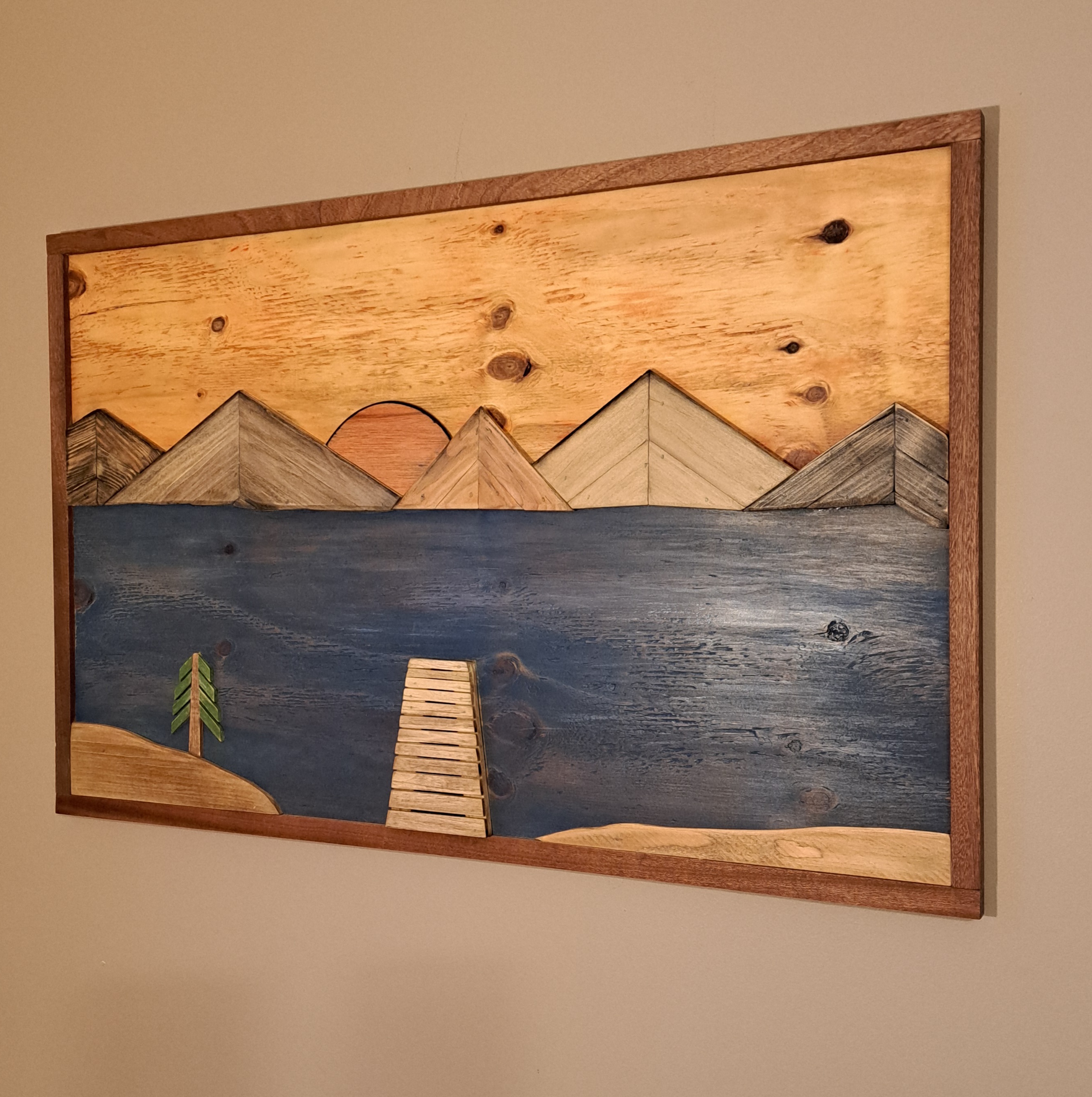 Reclaimed Pallet Wood Lake/Mountains Wall Art