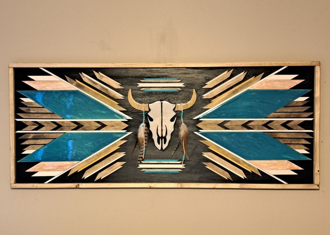 Reclaimed Pallet Wood Southwestern Resin Wall Art ~ SOLD