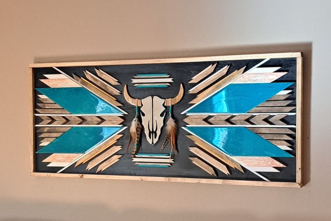 Reclaimed Pallet Wood Southwestern Resin Wall Art ~ SOLD