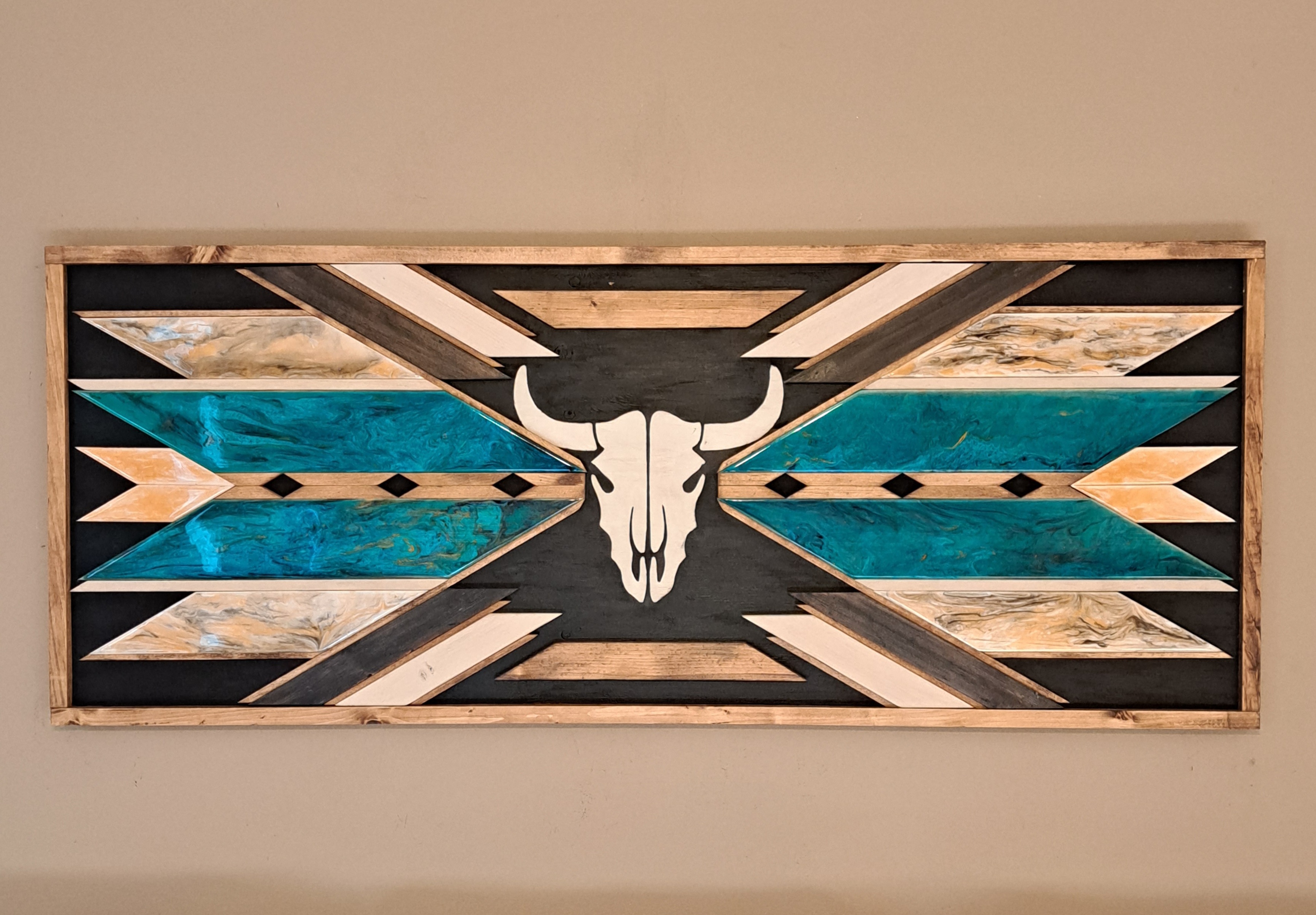 Reclaimed Pallet Wood Southwestern Resin Wall Art ~ SOLD