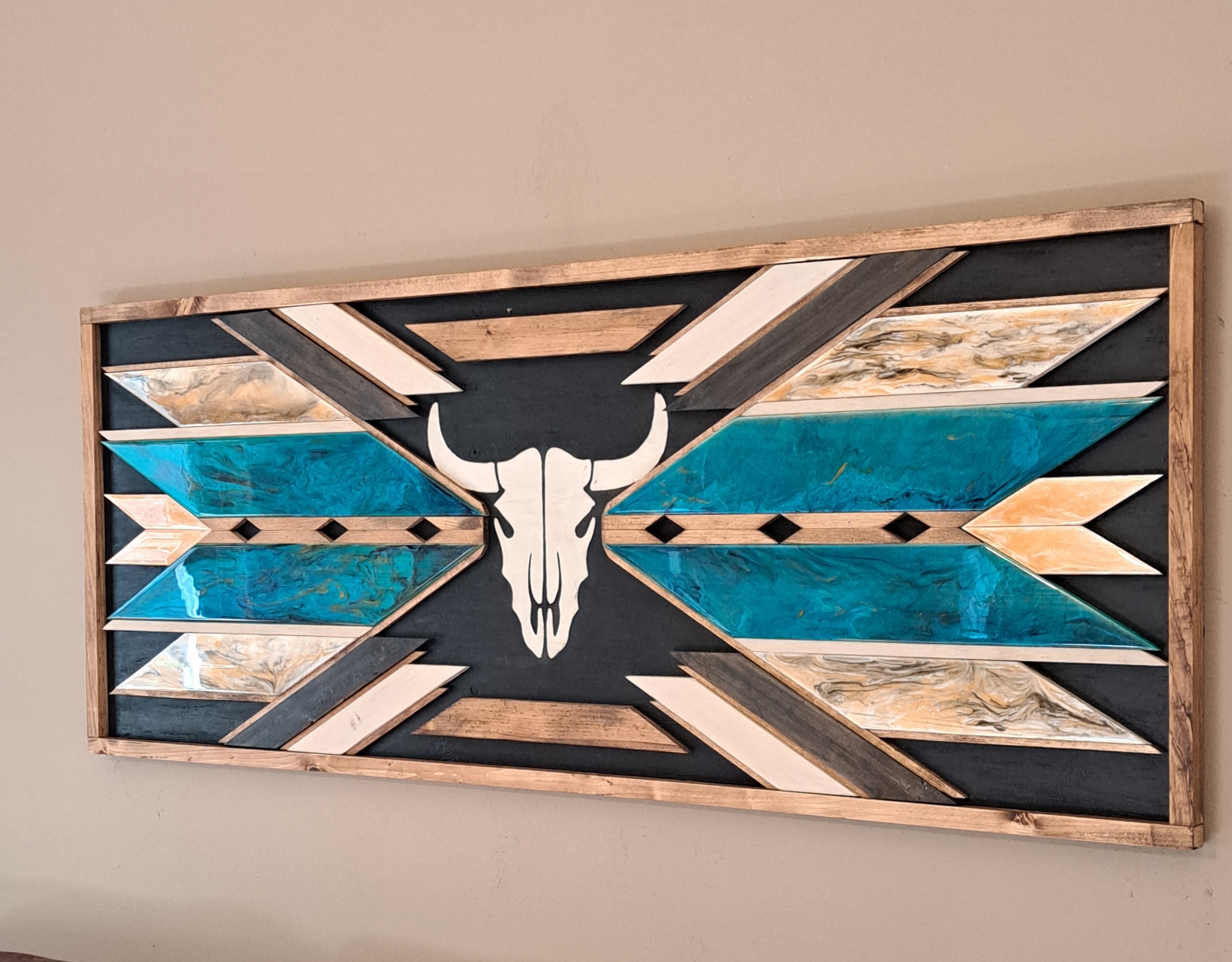 Reclaimed Pallet Wood Southwestern Resin Wall Art ~ SOLD