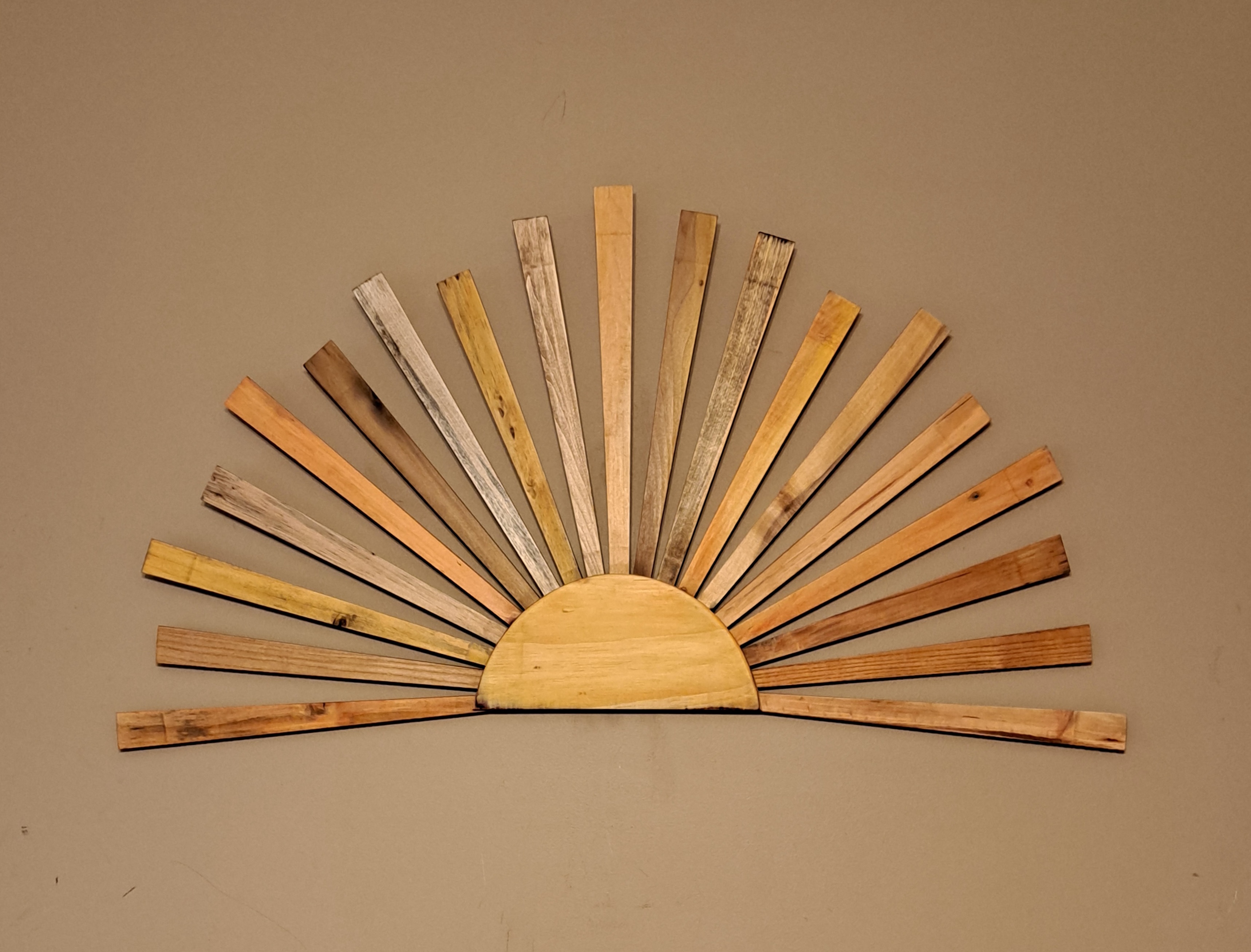 Reclaimed Pallet Wood Wall Art Sunburst ~ SOLD