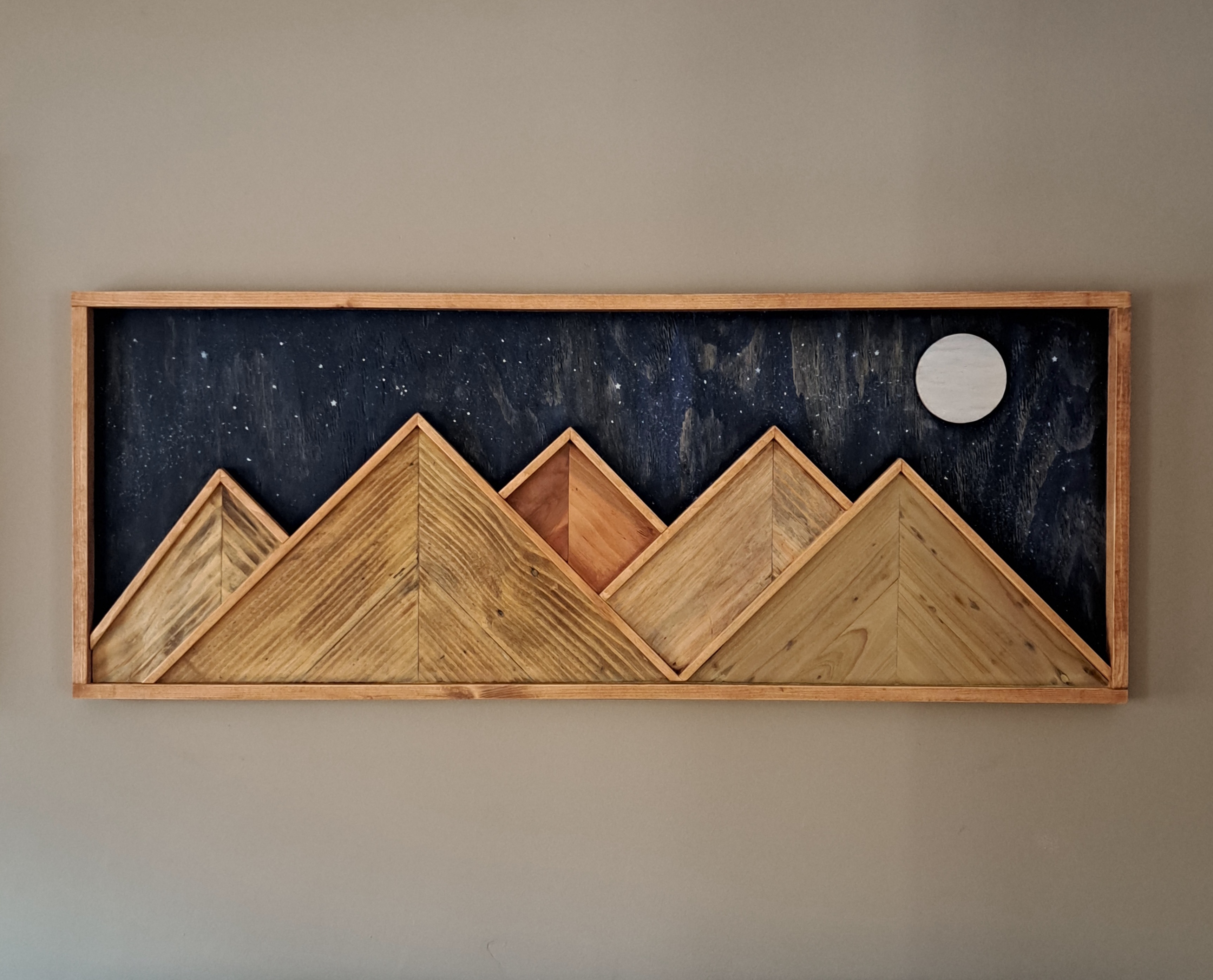 Reclaimed Pallet Wood Mountains Moon/Stars ~ SOLD