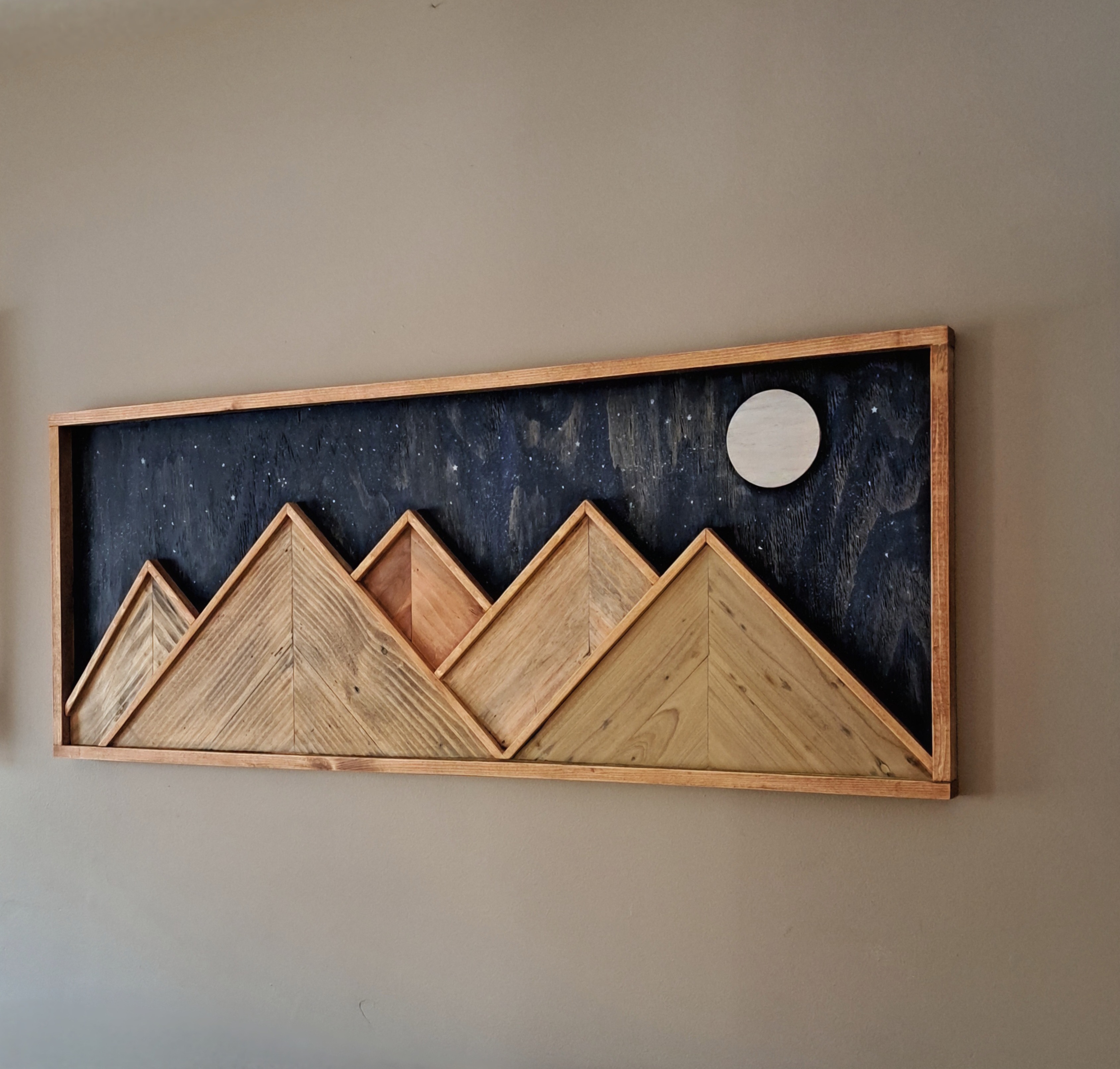 Reclaimed Pallet Wood Mountains Moon/Stars ~ SOLD