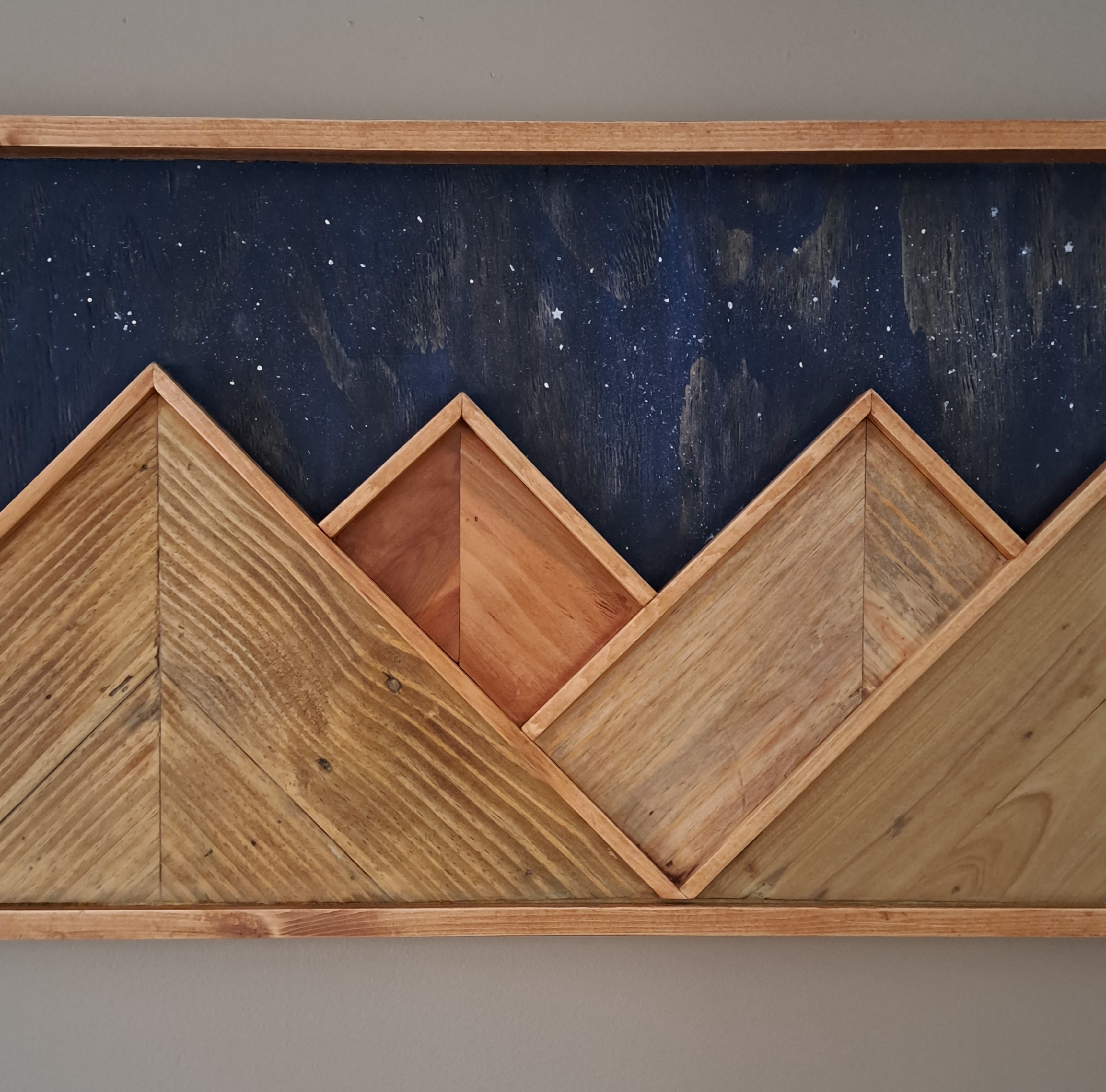 Reclaimed Pallet Wood Mountains Moon/Stars ~ SOLD