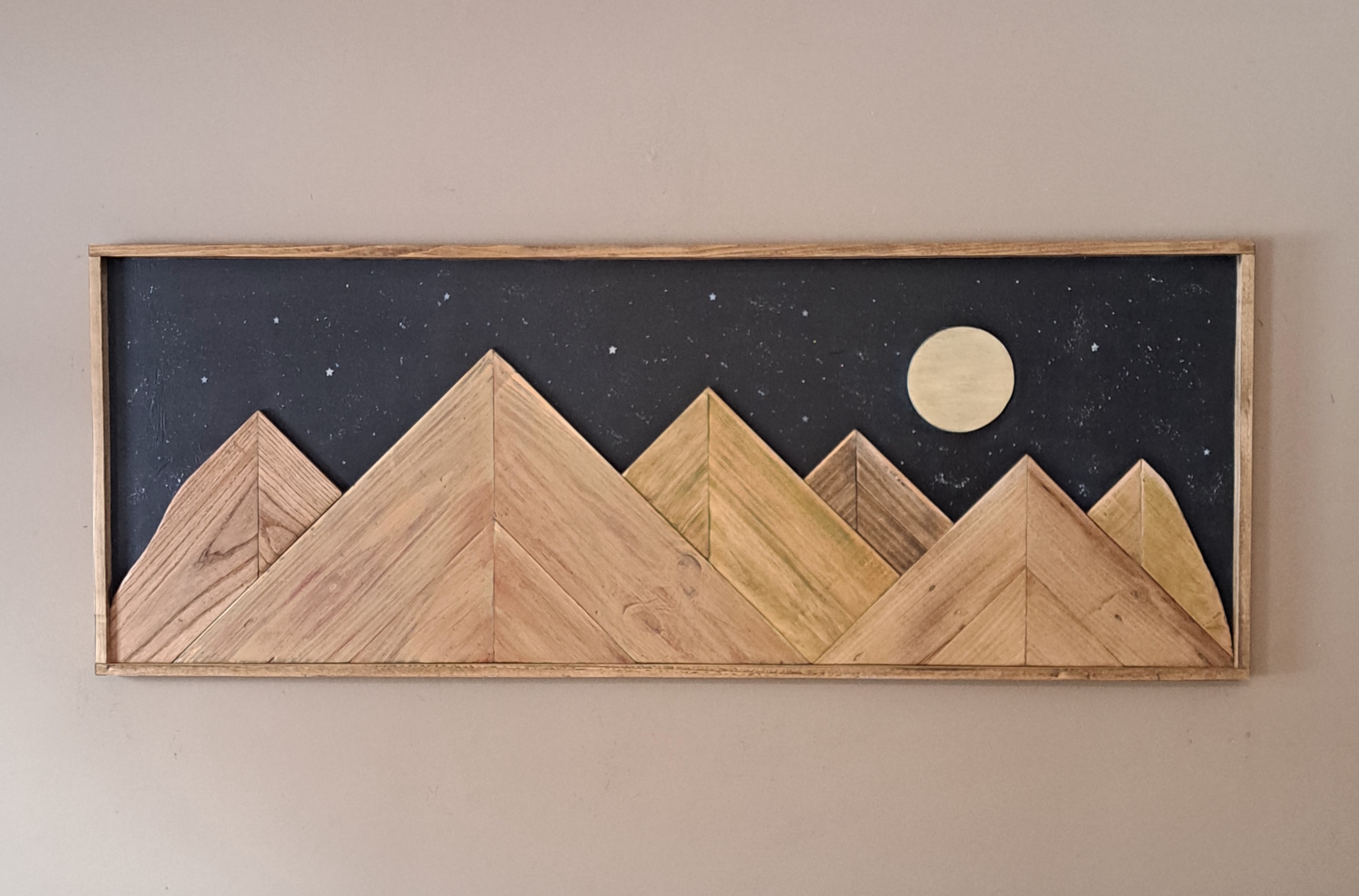 Reclaimed Pallet Wood Mountains Moon/Stars ~ SOLD