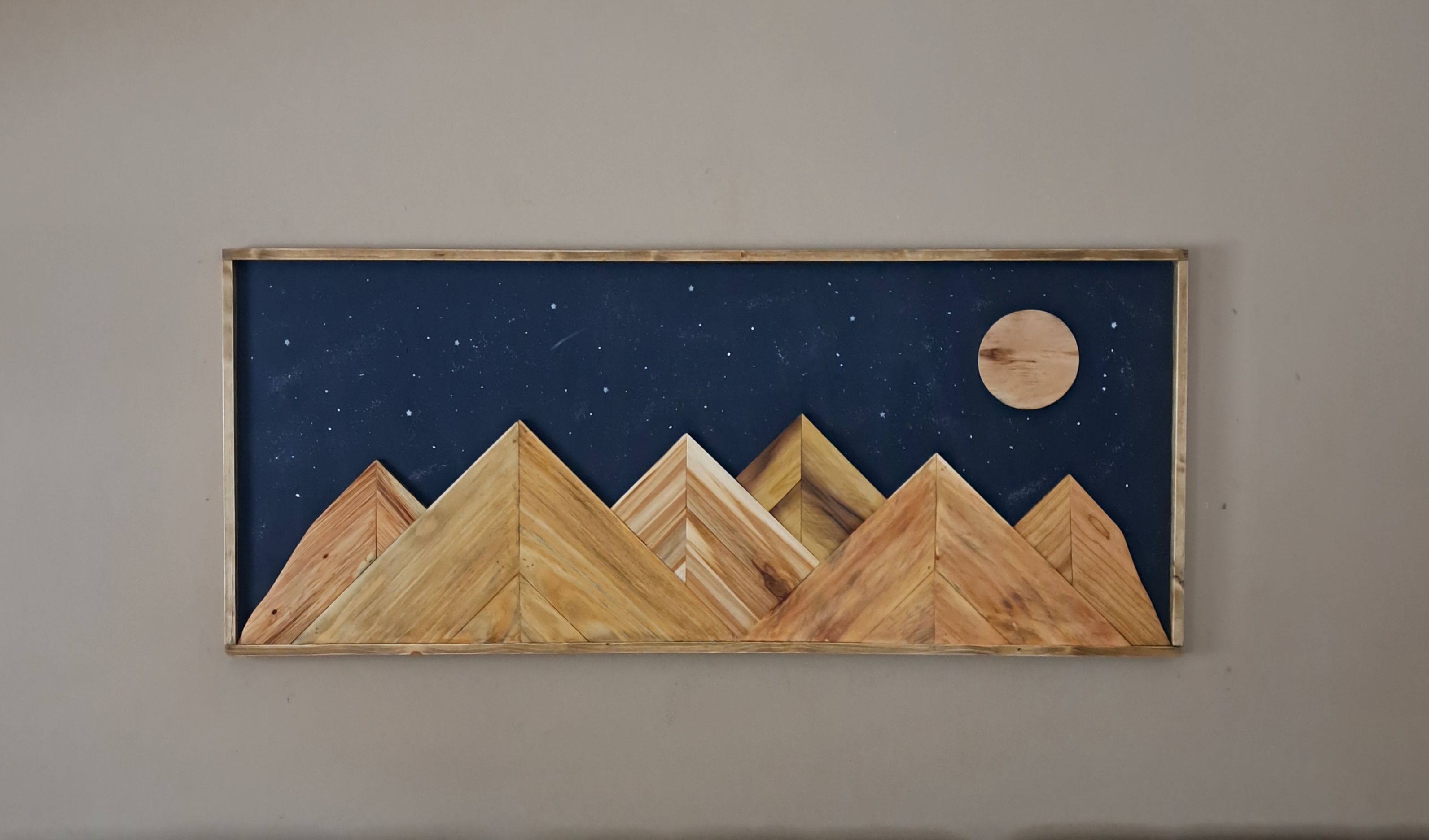 Reclaimed Pallet Wood Mountains with Moon/Stars!! SOLD
