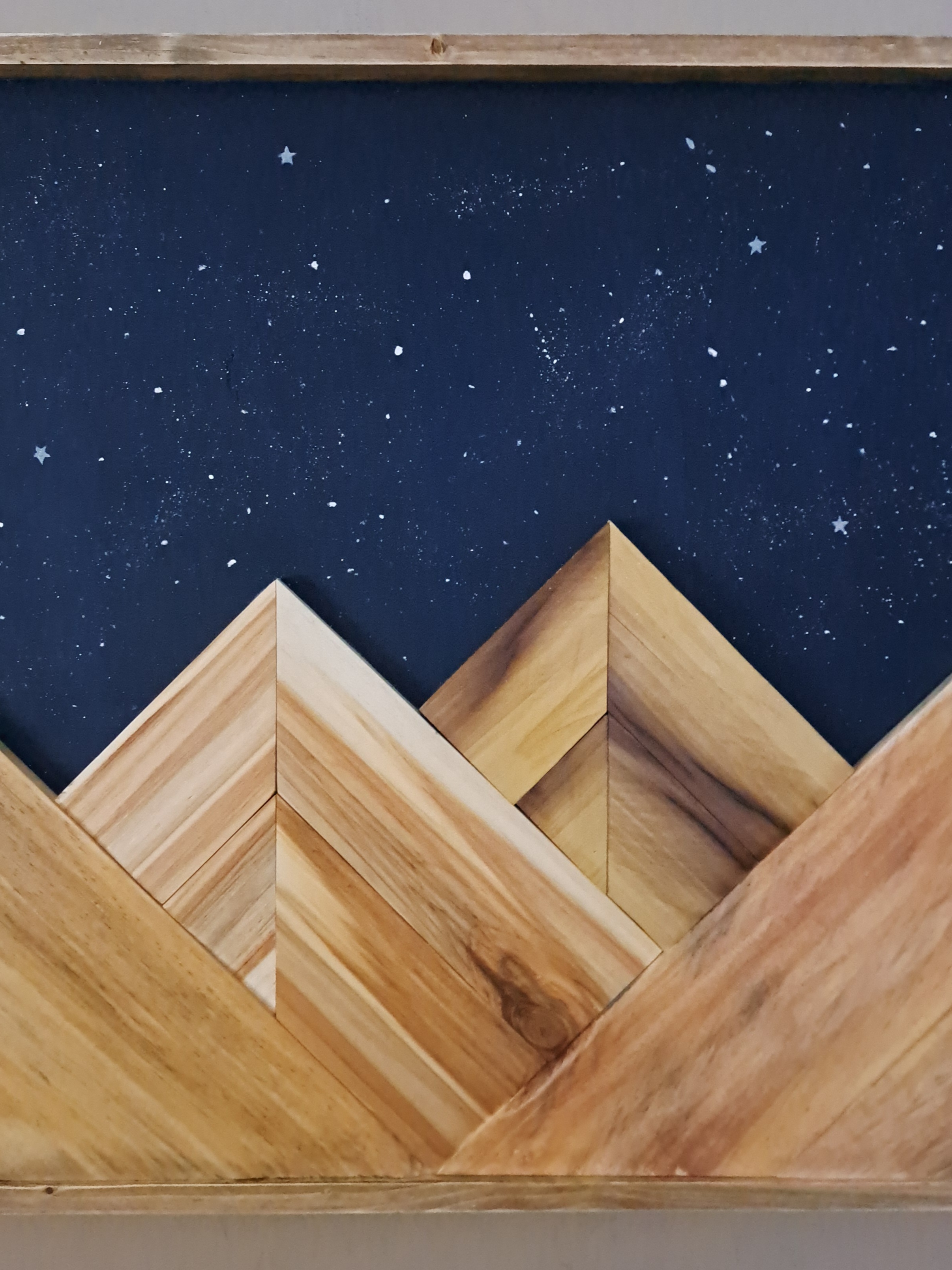 Reclaimed Pallet Wood Mountains with Moon/Stars!! SOLD