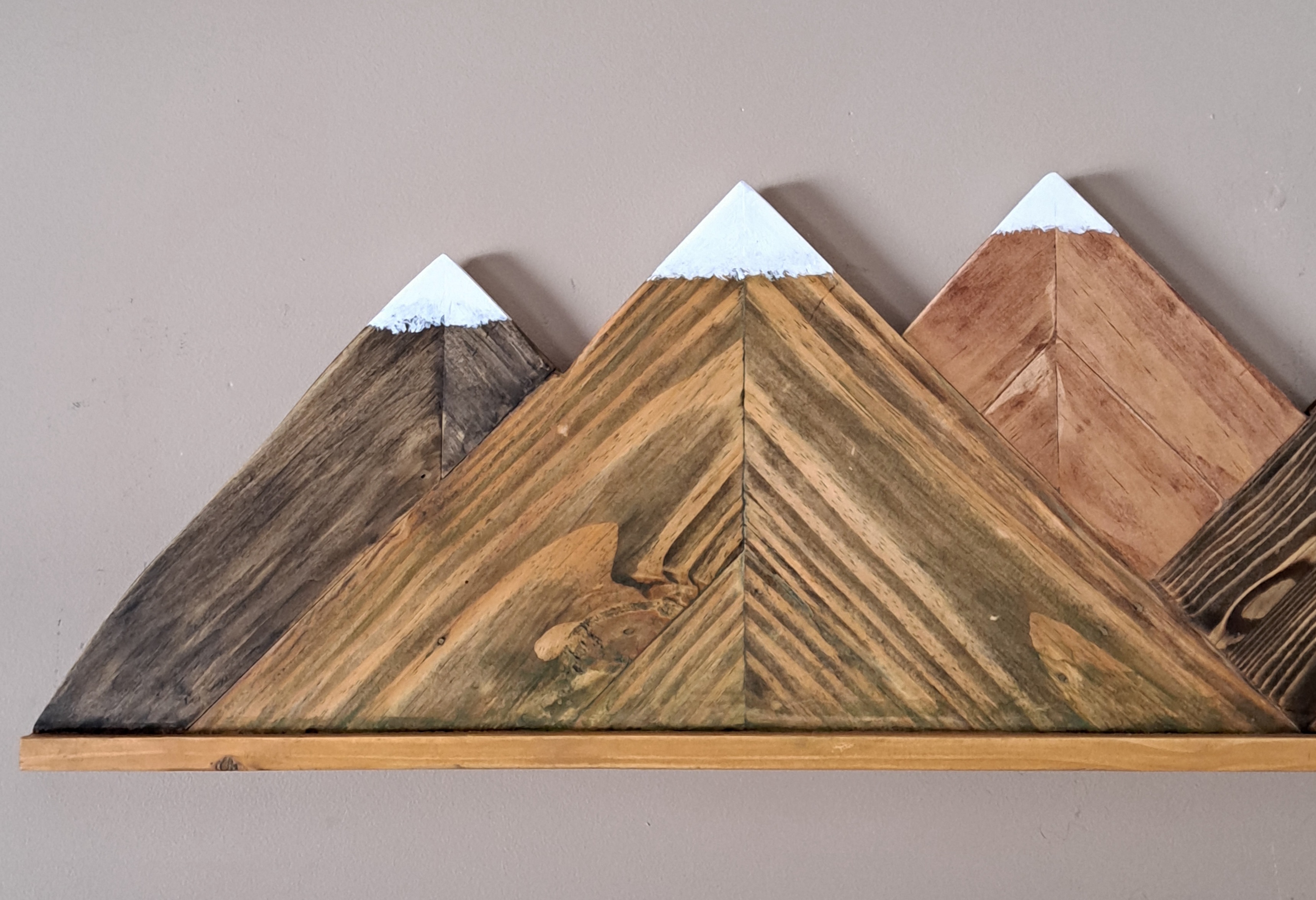 Reclaimed Pallet Wood Snow-Capped Mountains 